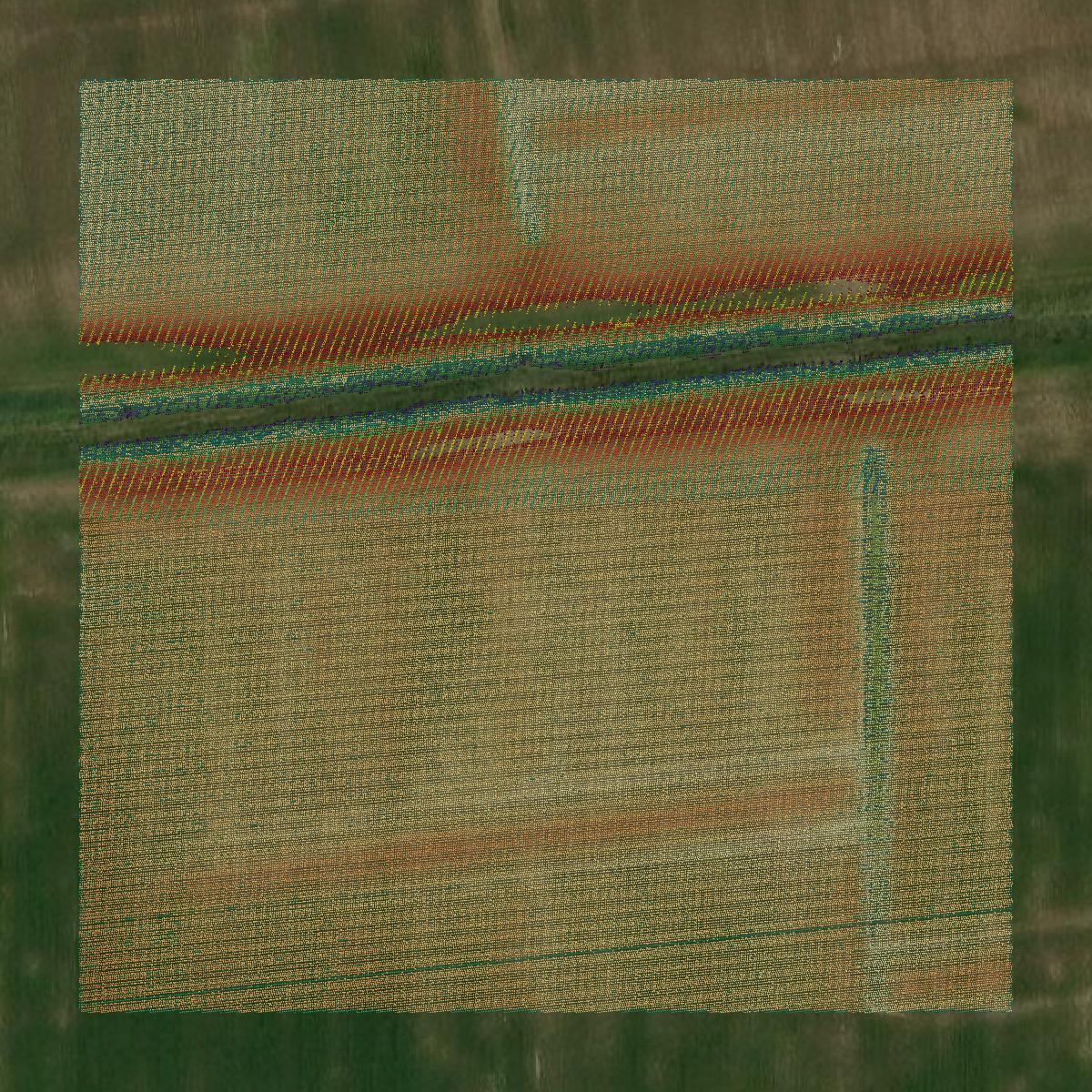 This image shows a LiDAR point cloud in Vanderburgh County created using GIS data in Equator.