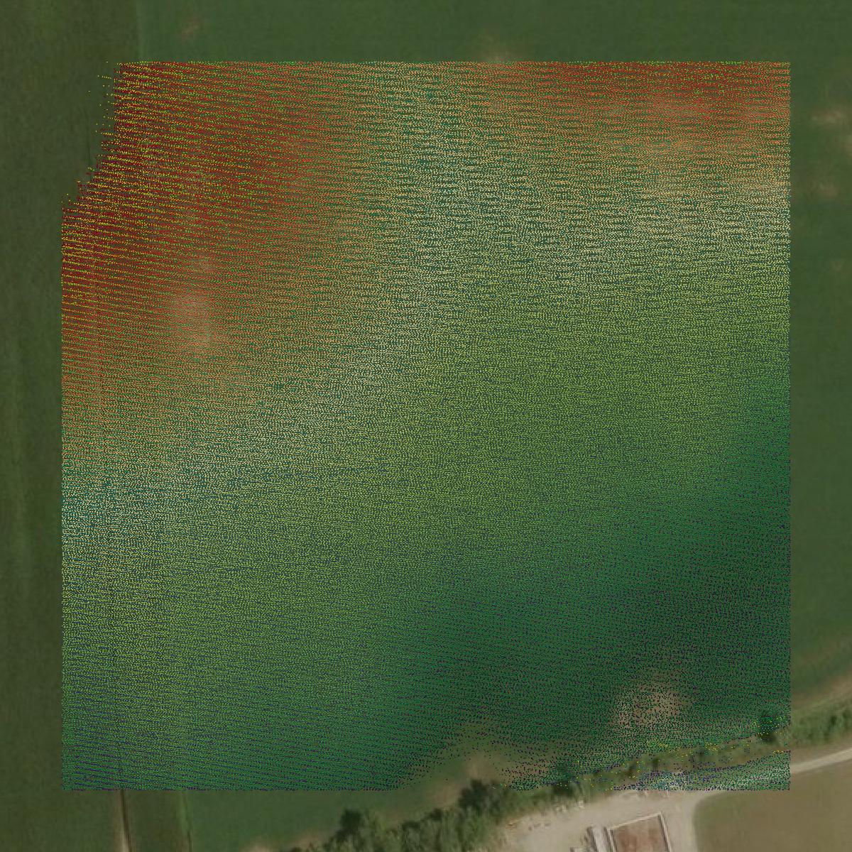 This image shows a LiDAR point cloud in Wabash County created using GIS data in Equator.