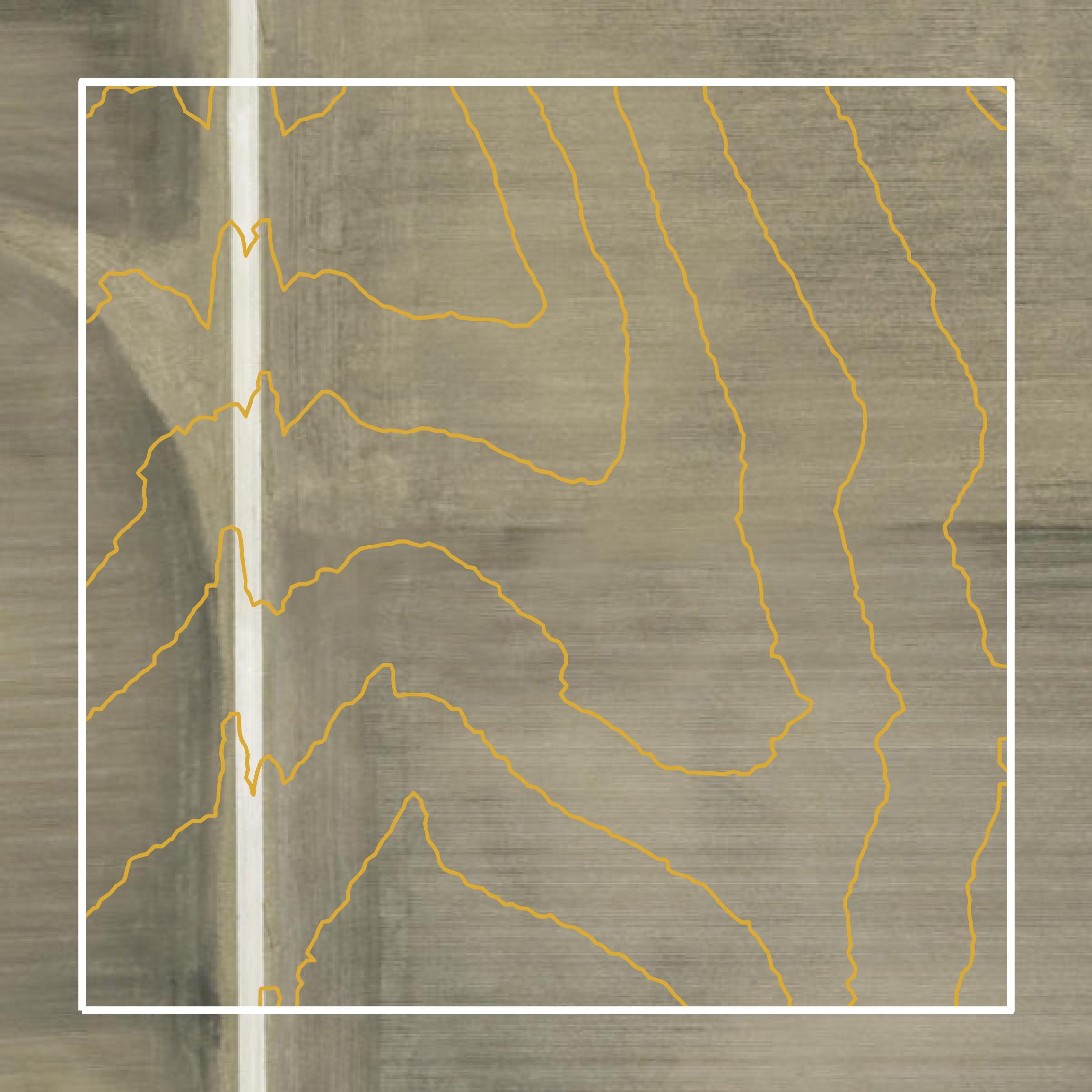 This image shows a contour map in Warren County created using GIS data in Equator.