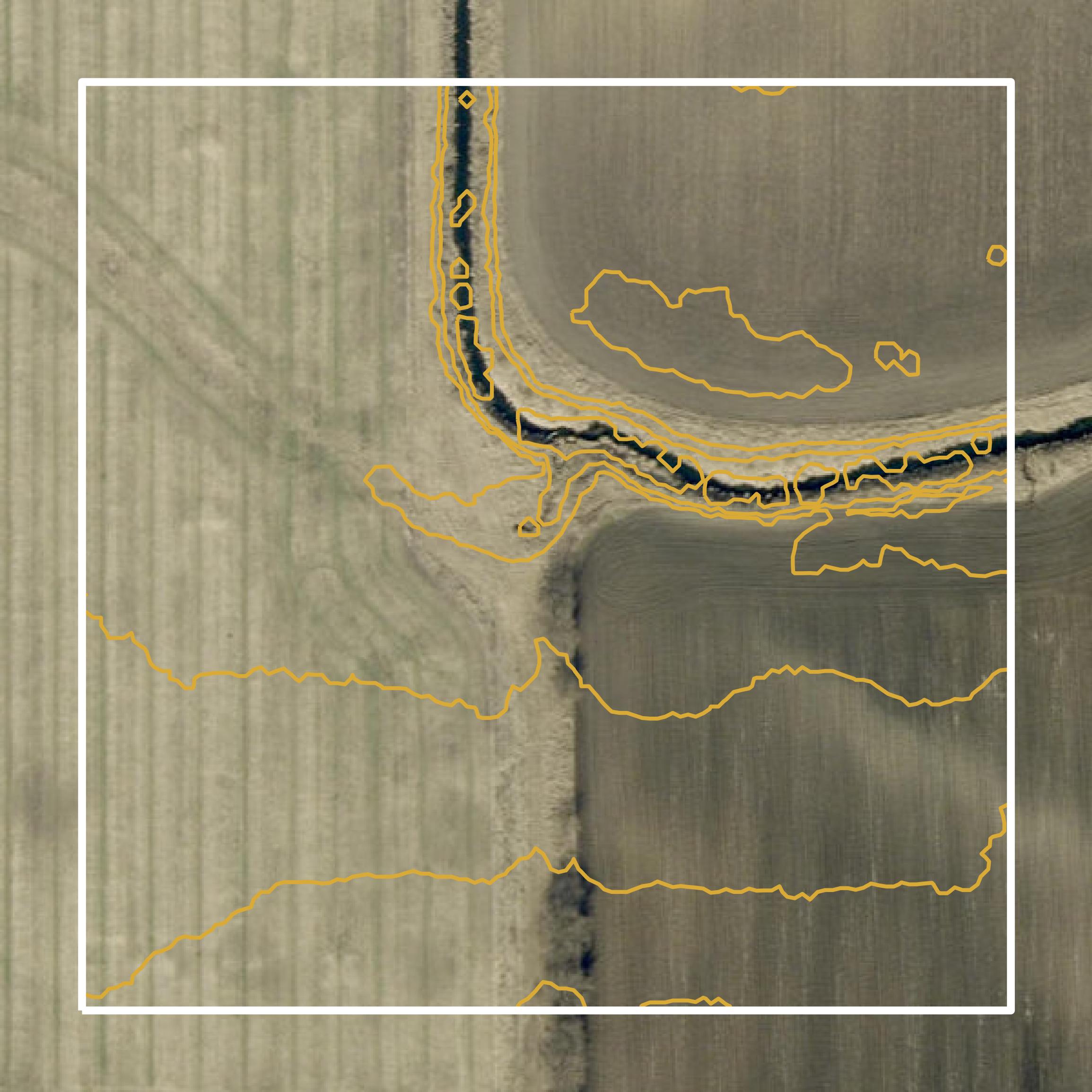 This image shows a contour map in Warren County created using GIS data in Equator.