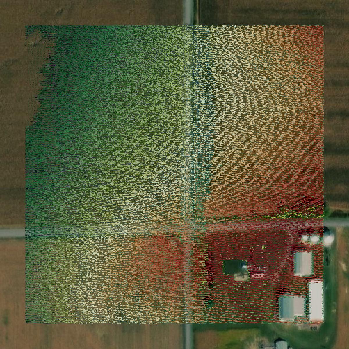 This image shows a LiDAR point cloud in Washington County created using GIS data in Equator.