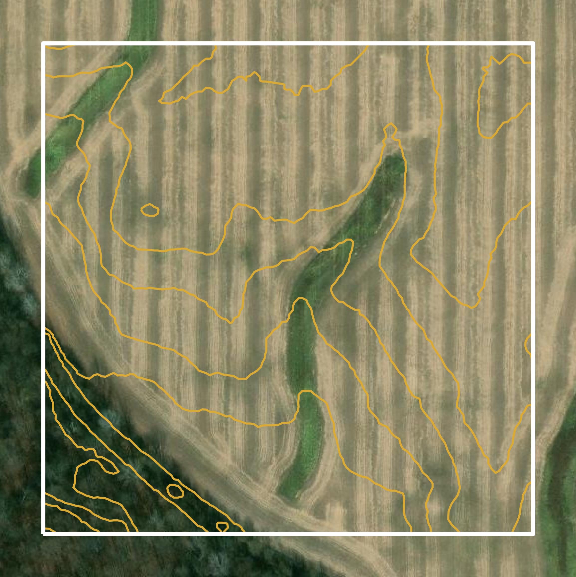 This image shows a contour map in Wayne County created using GIS data in Equator.