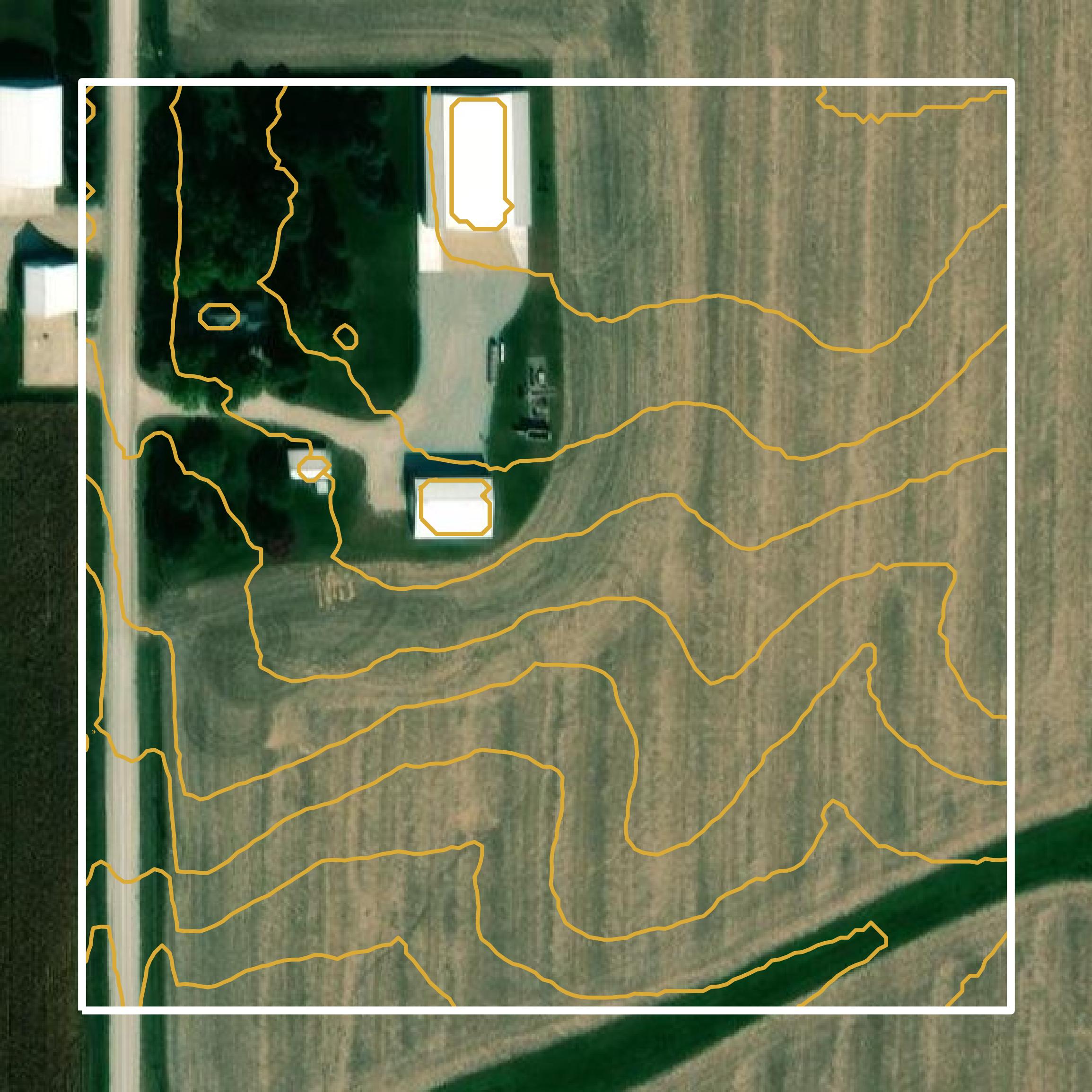 This image shows a contour map in Adair County created using GIS data in Equator.