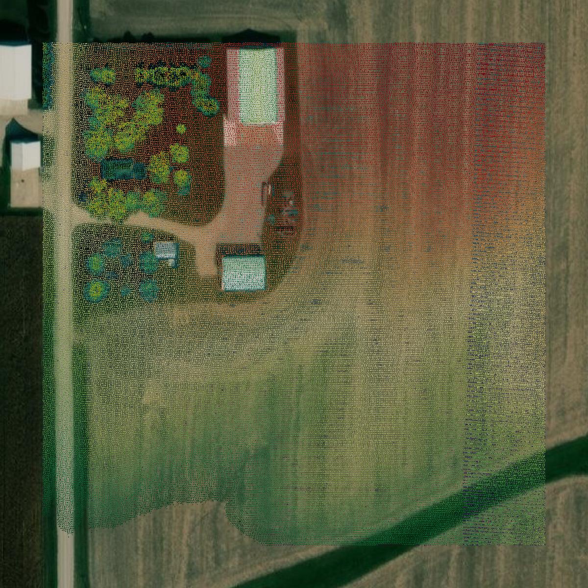 This image shows a LiDAR point cloud in Adair County created using GIS data in Equator.