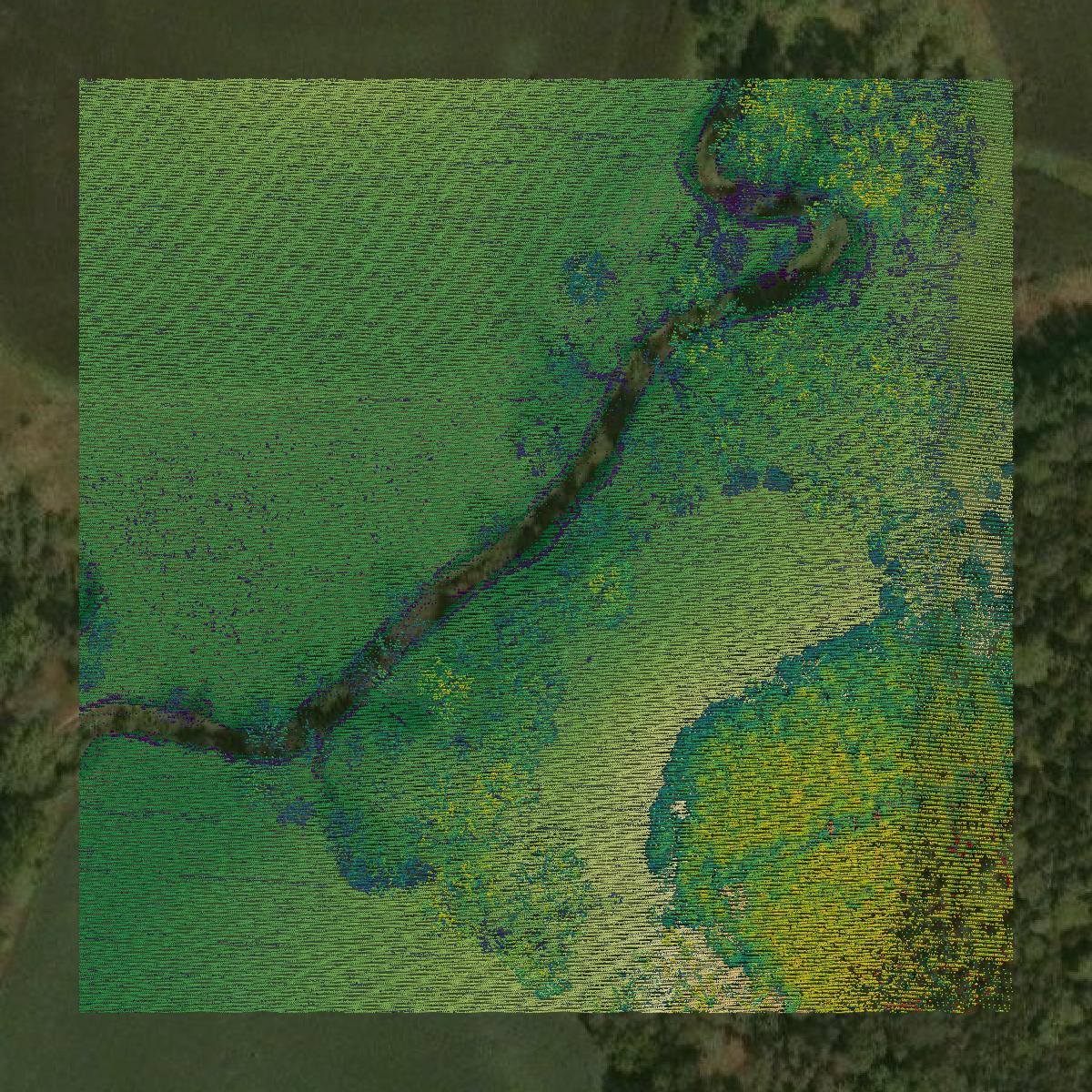 This image shows a LiDAR point cloud in Adams County created using GIS data in Equator.