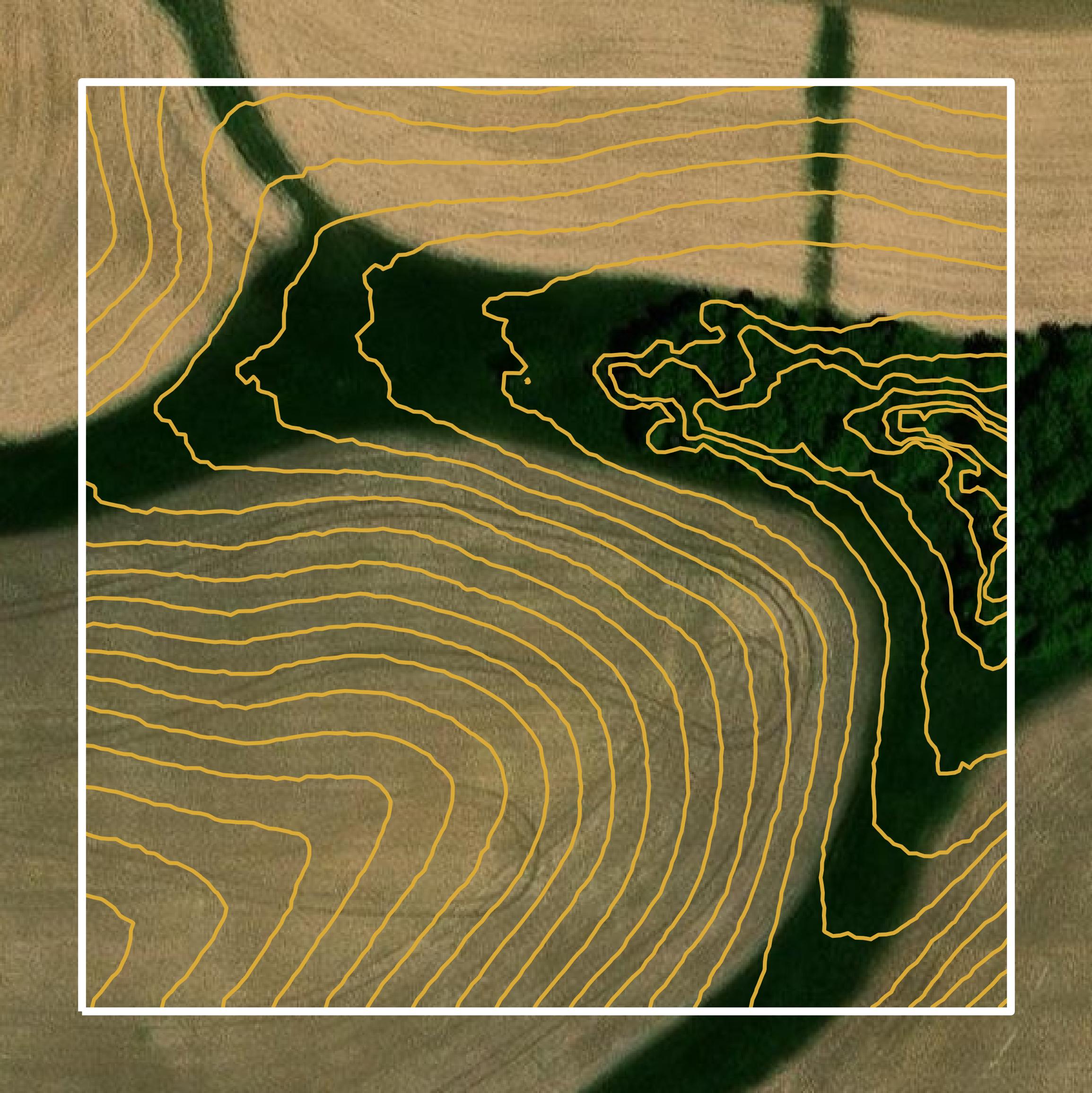 This image shows a contour map in Allamakee County created using GIS data in Equator.