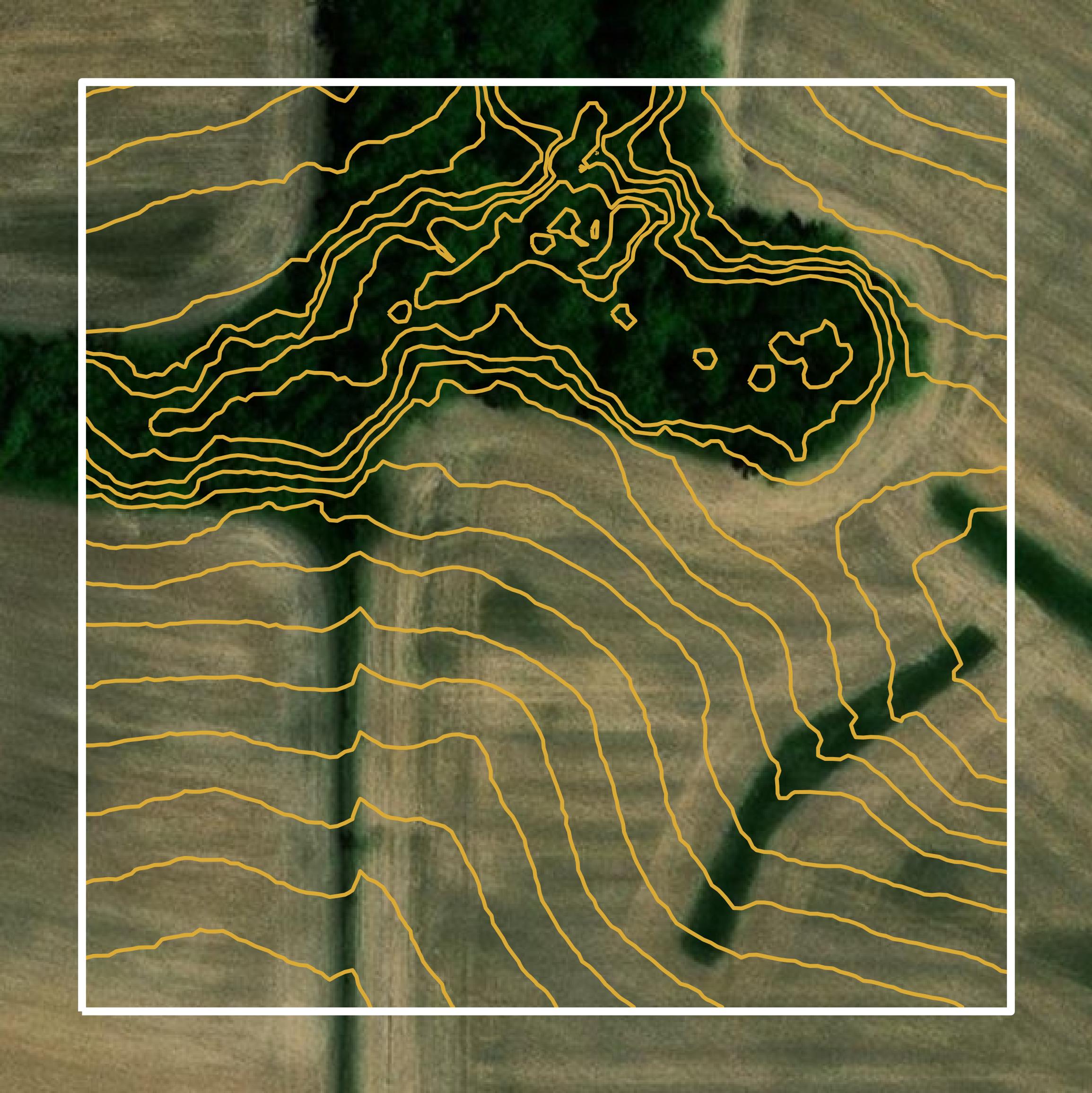 This image shows a contour map in Allamakee County created using GIS data in Equator.