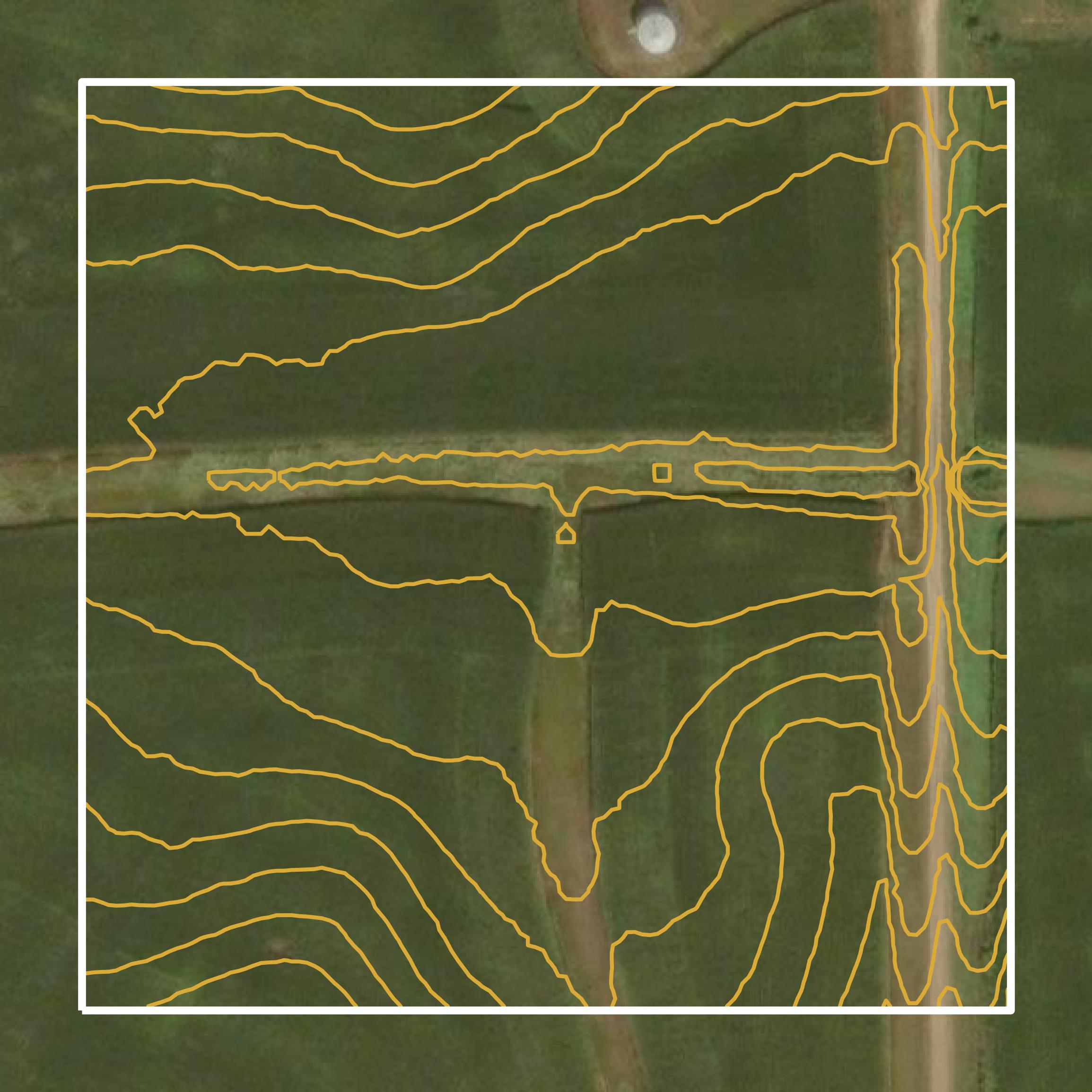 This image shows a contour map in Audubon County created using GIS data in Equator.