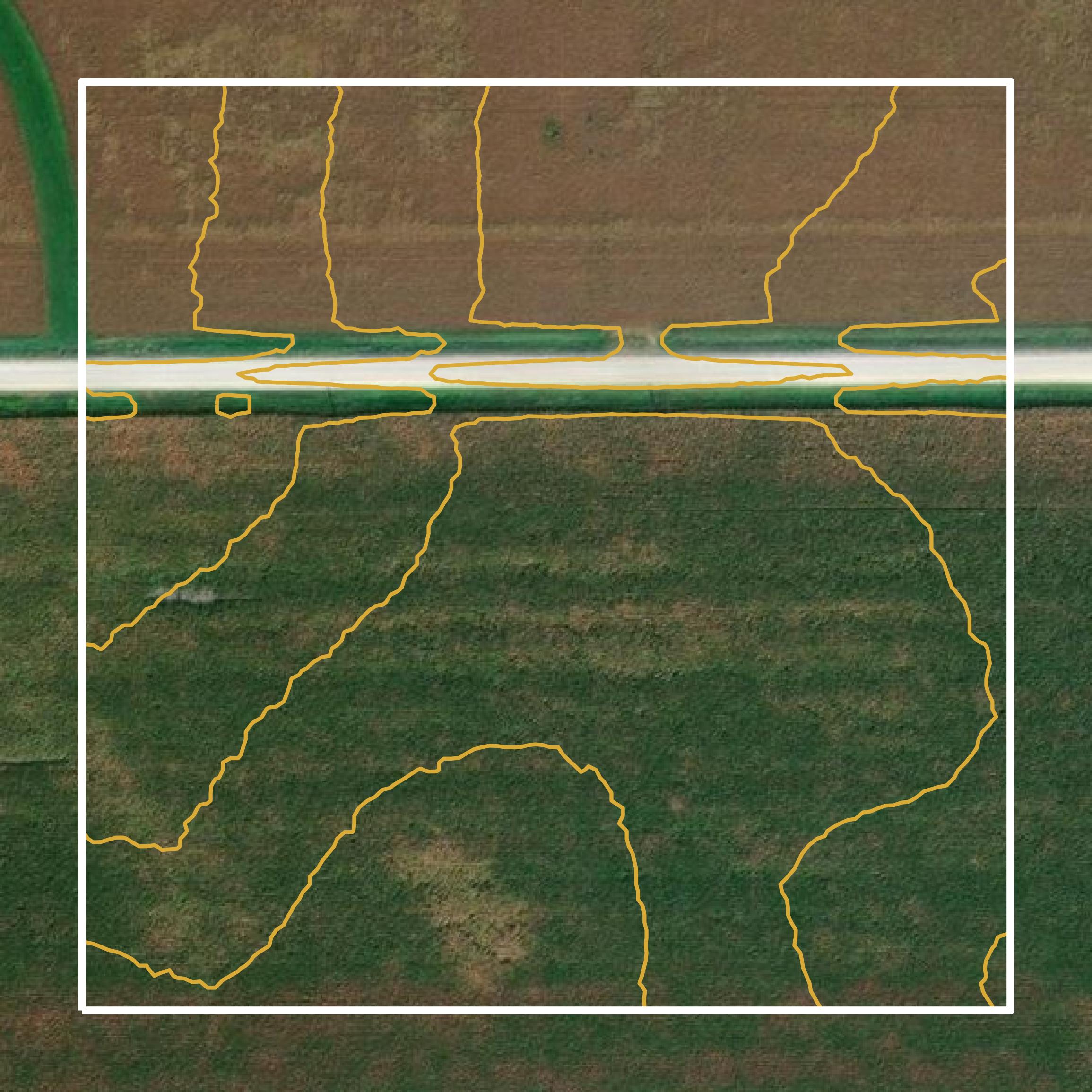 This image shows a contour map in Benton County created using GIS data in Equator.