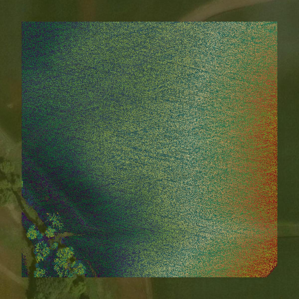 This image shows a LiDAR point cloud in Black Hawk County created using GIS data in Equator.