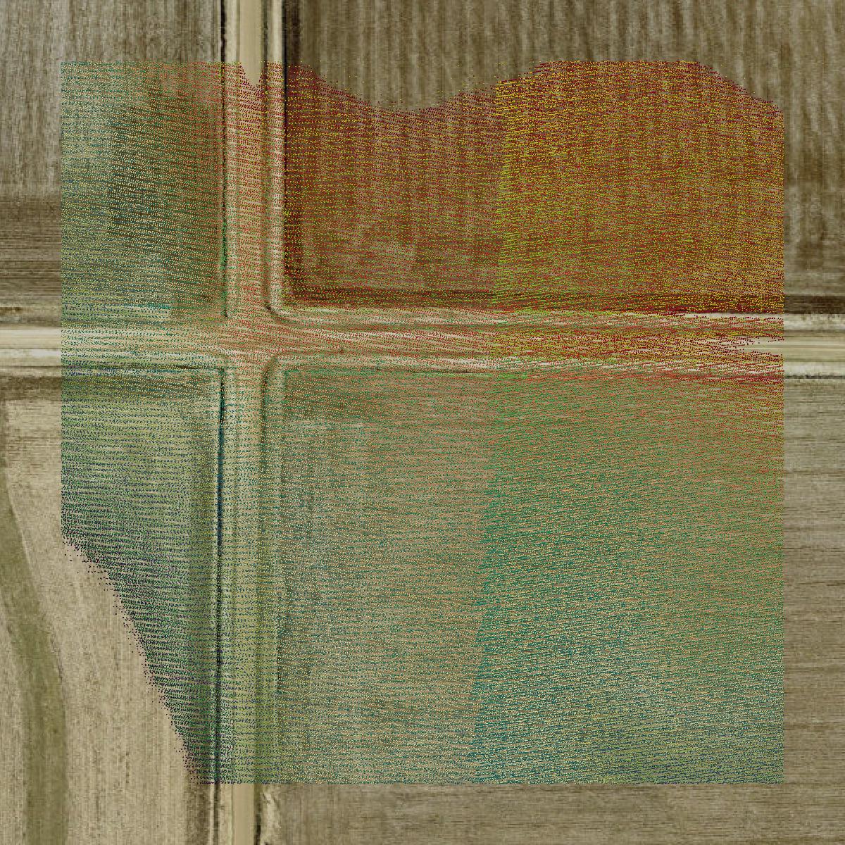 This image shows a LiDAR point cloud in Boone County created using GIS data in Equator.