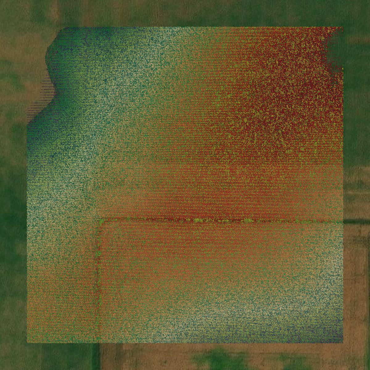 This image shows a LiDAR point cloud in Bremer County created using GIS data in Equator.