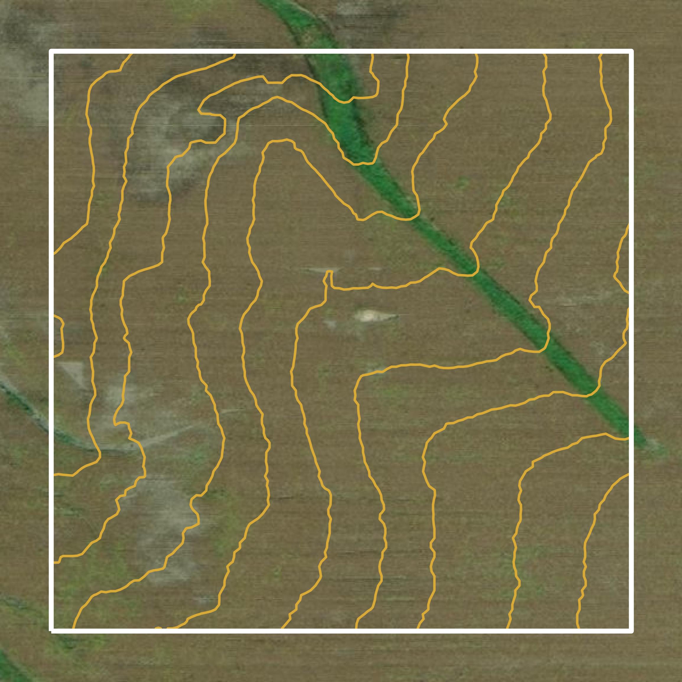 This image shows a contour map in Buchanan County created using GIS data in Equator.