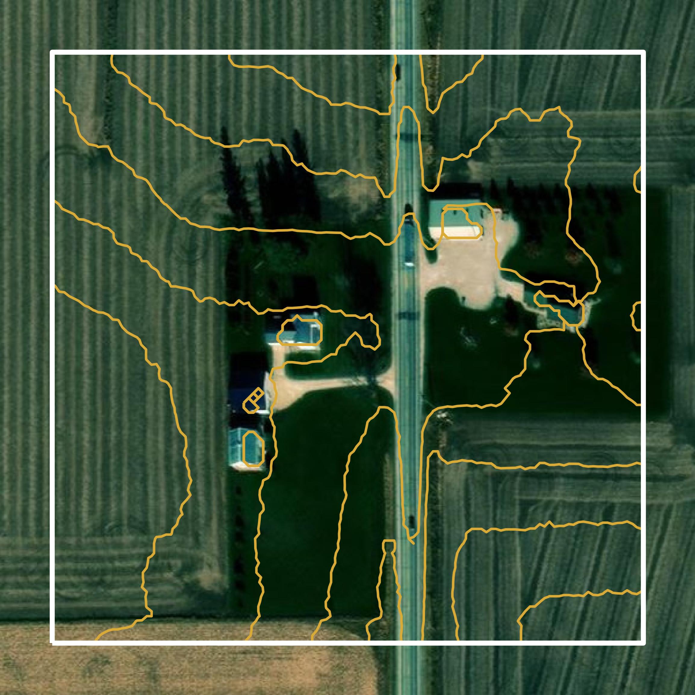This image shows a contour map in Buchanan County created using GIS data in Equator.