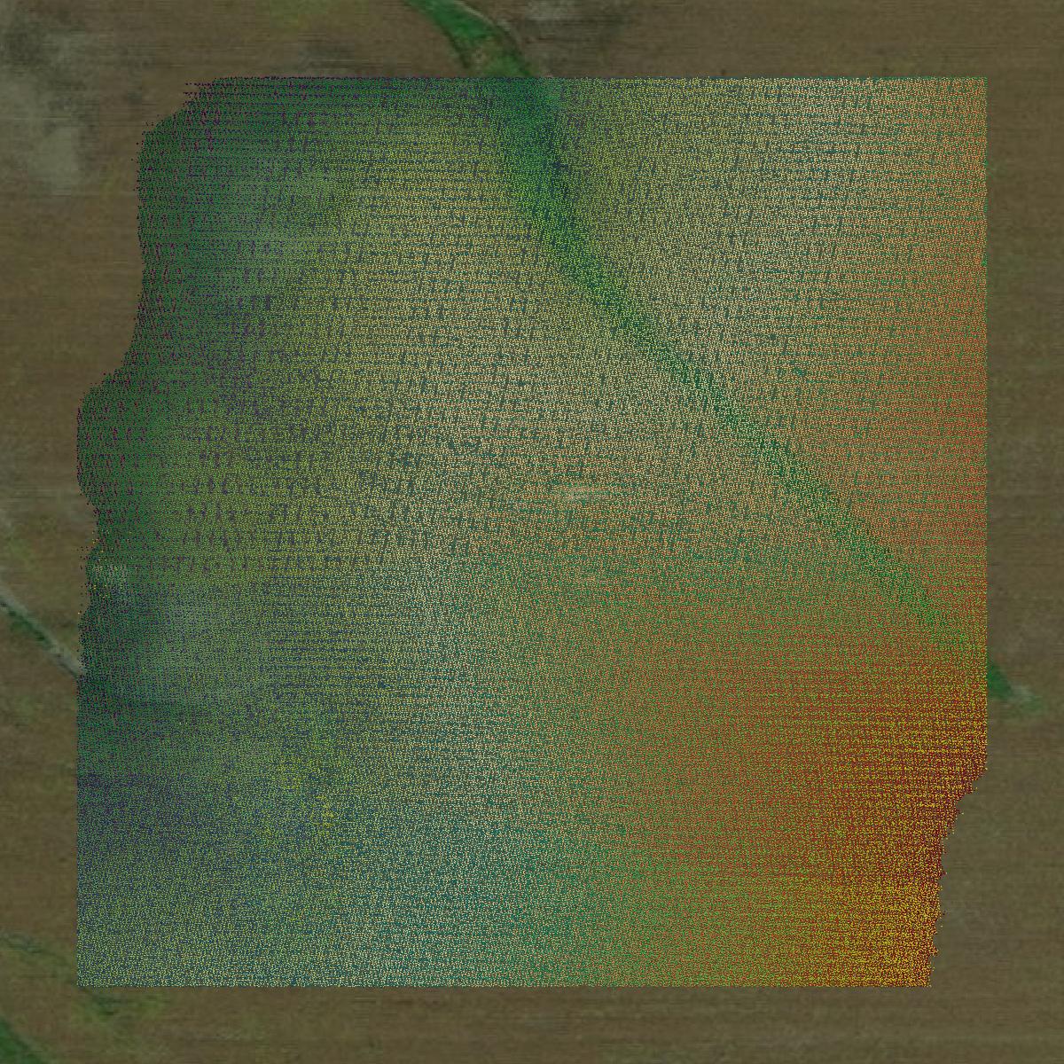 This image shows a LiDAR point cloud in Buchanan County created using GIS data in Equator.