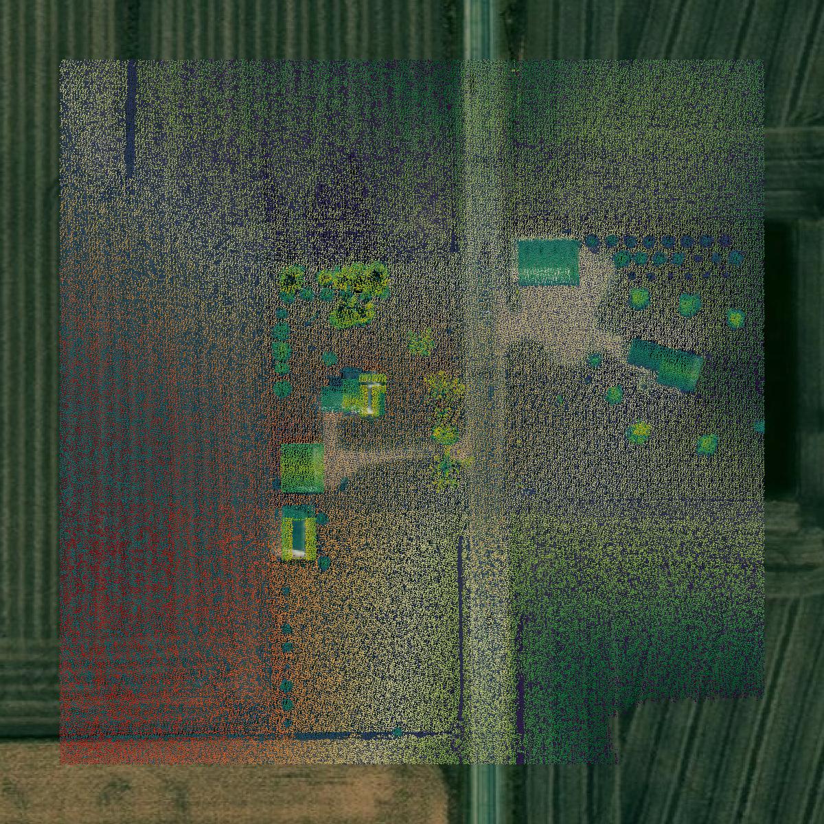 This image shows a LiDAR point cloud in Buchanan County created using GIS data in Equator.