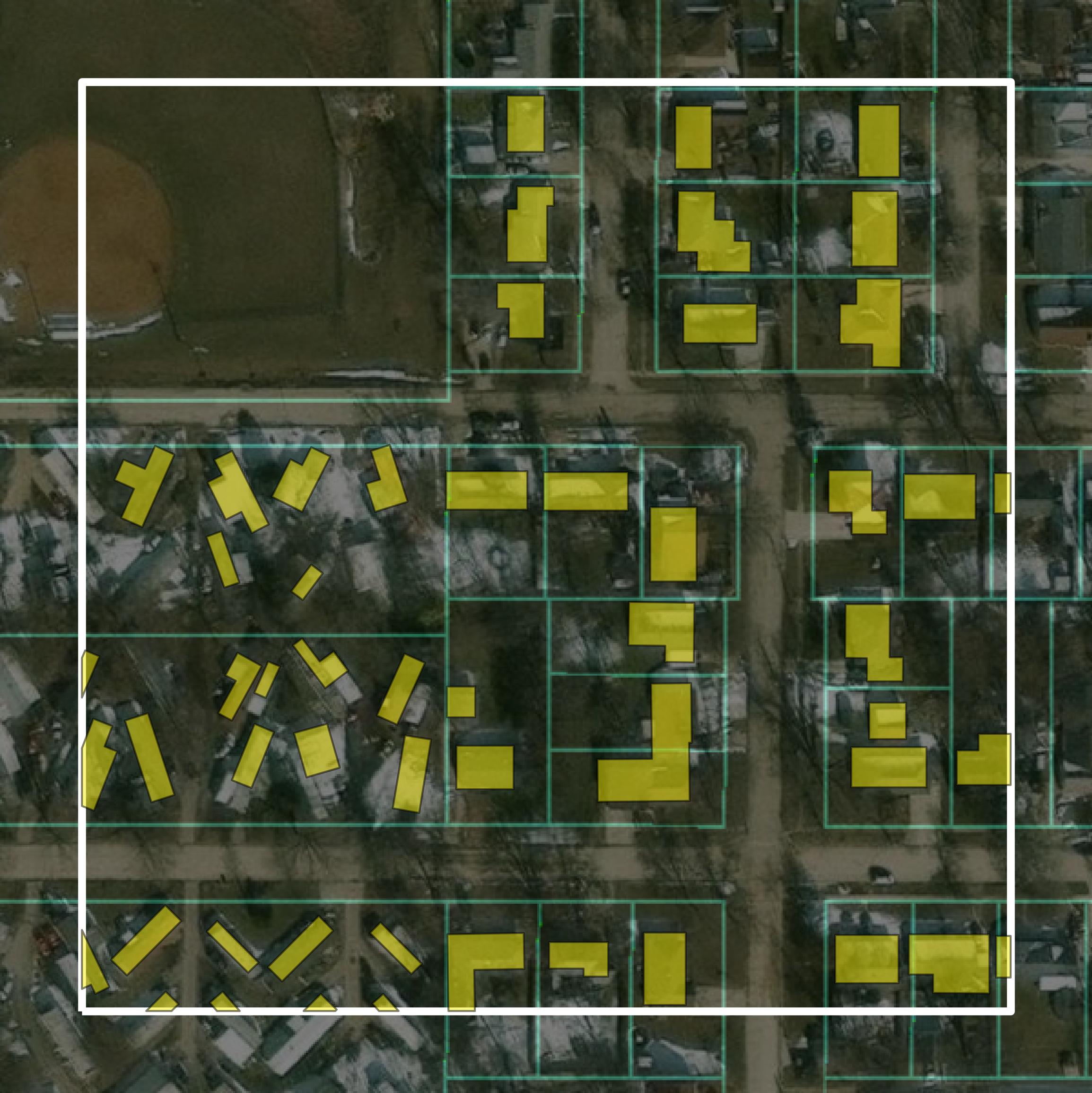 This image shows parcel and building data in Buena Vista County created using GIS data in Equator.