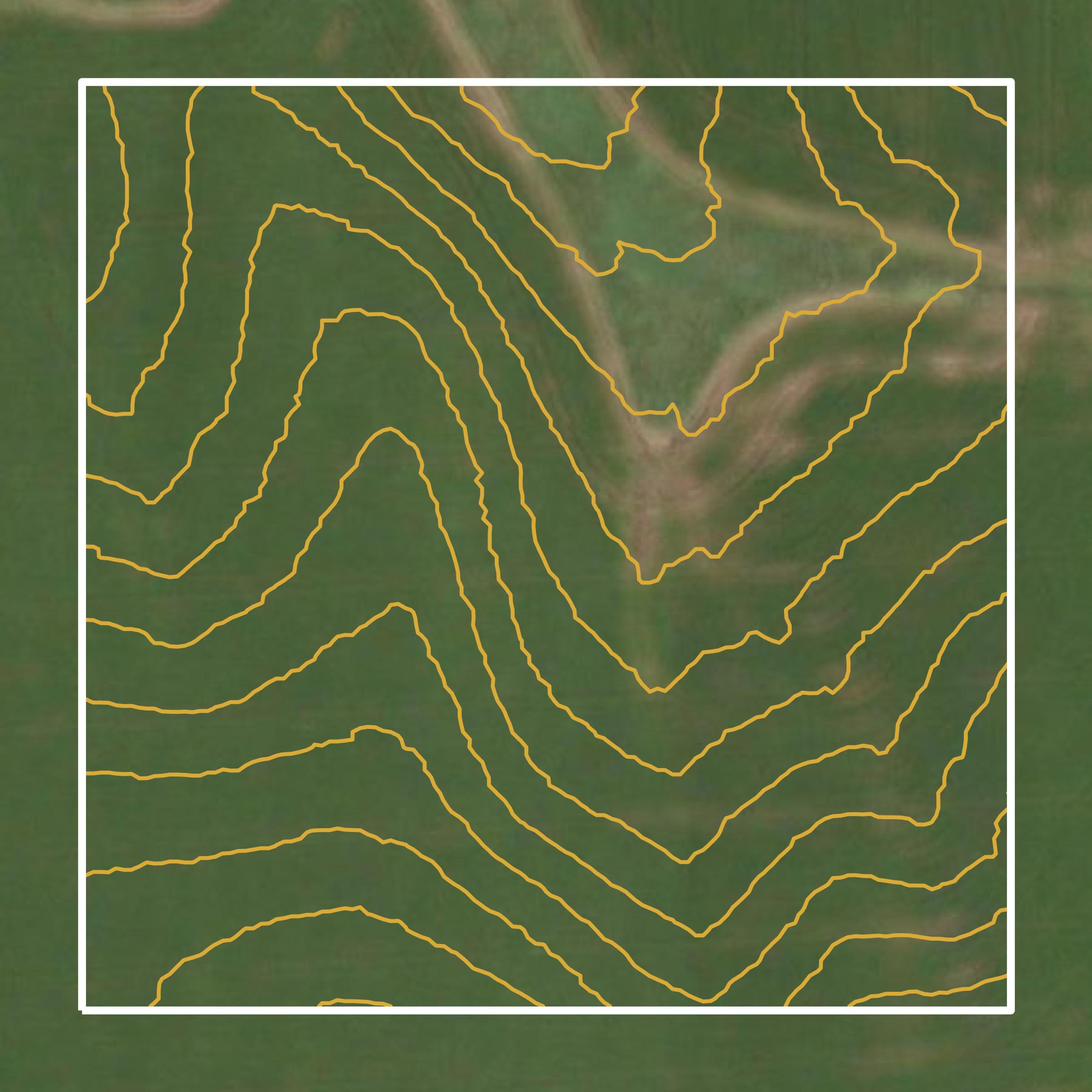 This image shows a contour map in Carroll County created using GIS data in Equator.