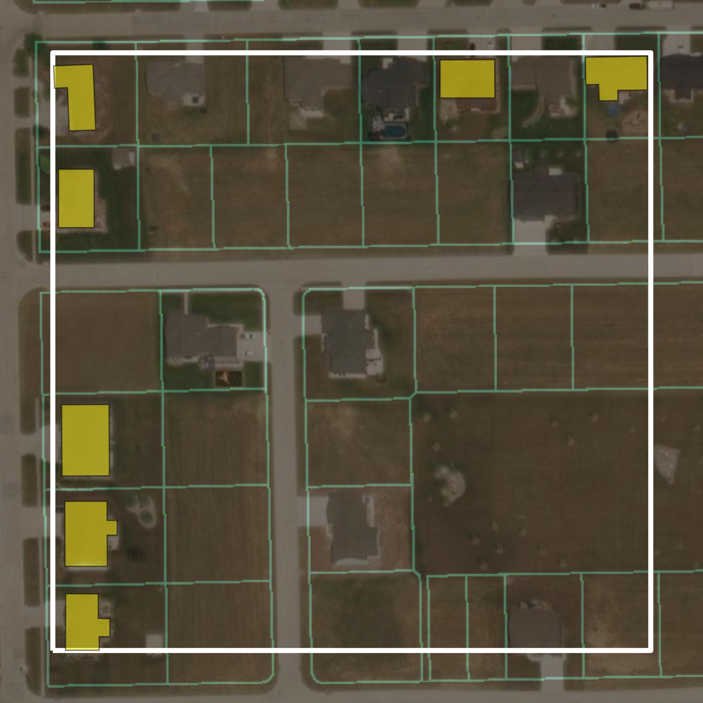 This image shows parcel and building data in Carroll County created using GIS data in Equator.