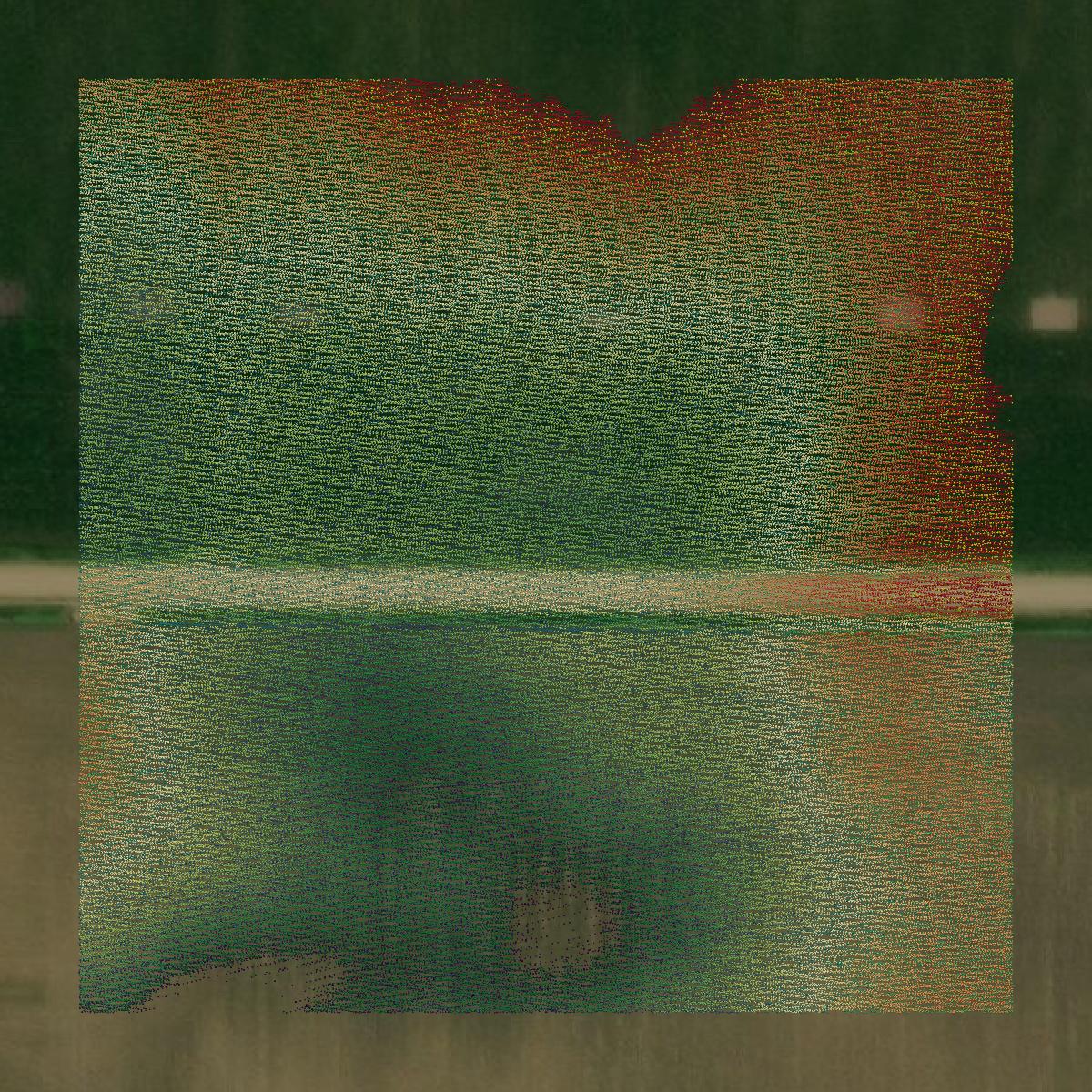 This image shows a LiDAR point cloud in Carroll County created using GIS data in Equator.