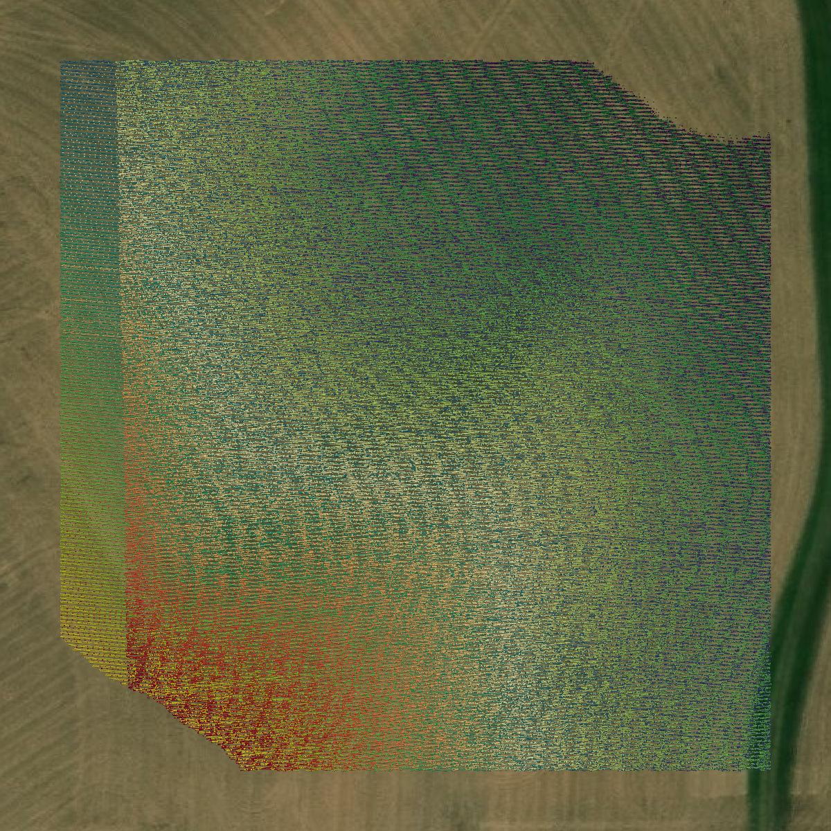 This image shows a LiDAR point cloud in Cass County created using GIS data in Equator.