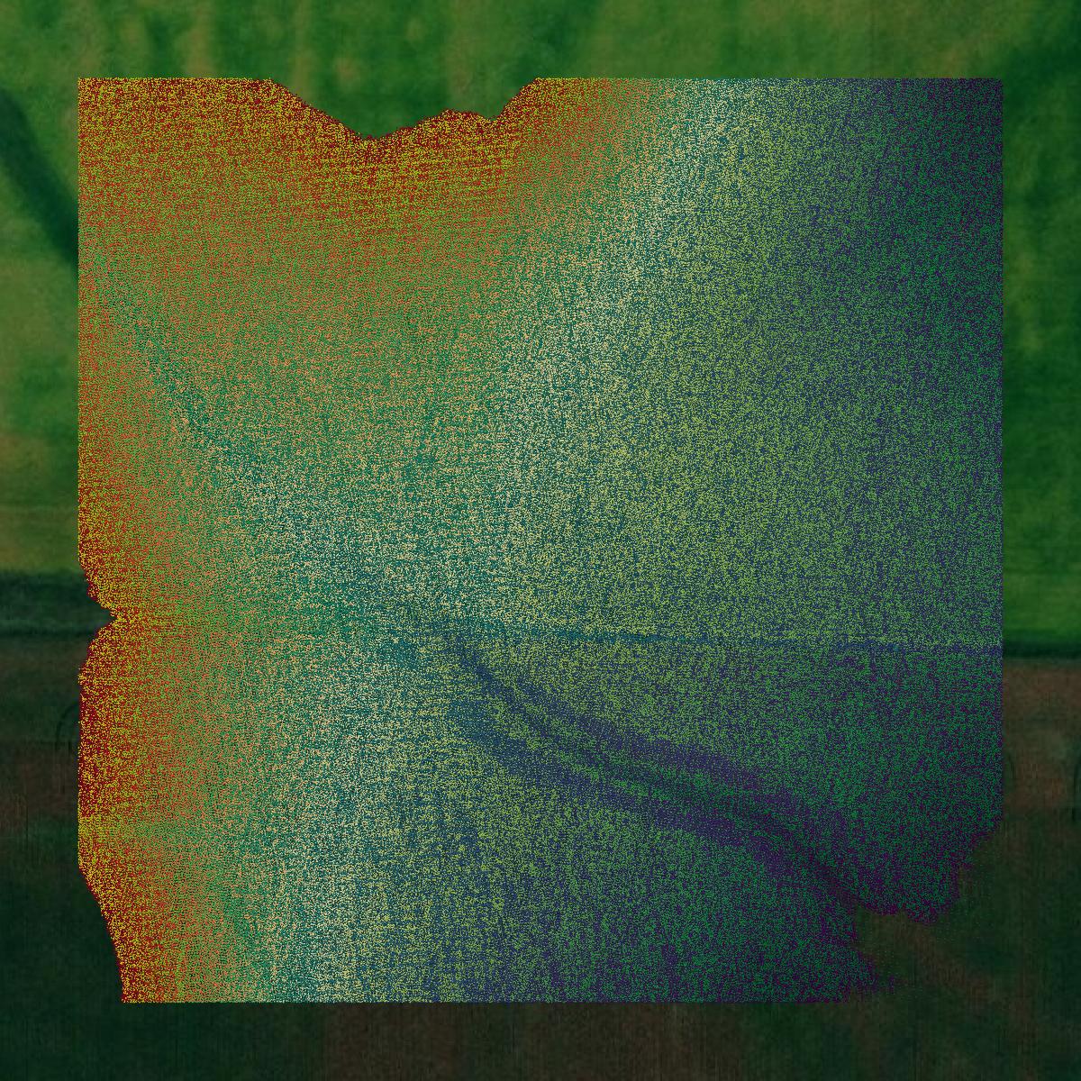 This image shows a LiDAR point cloud in Cedar County created using GIS data in Equator.