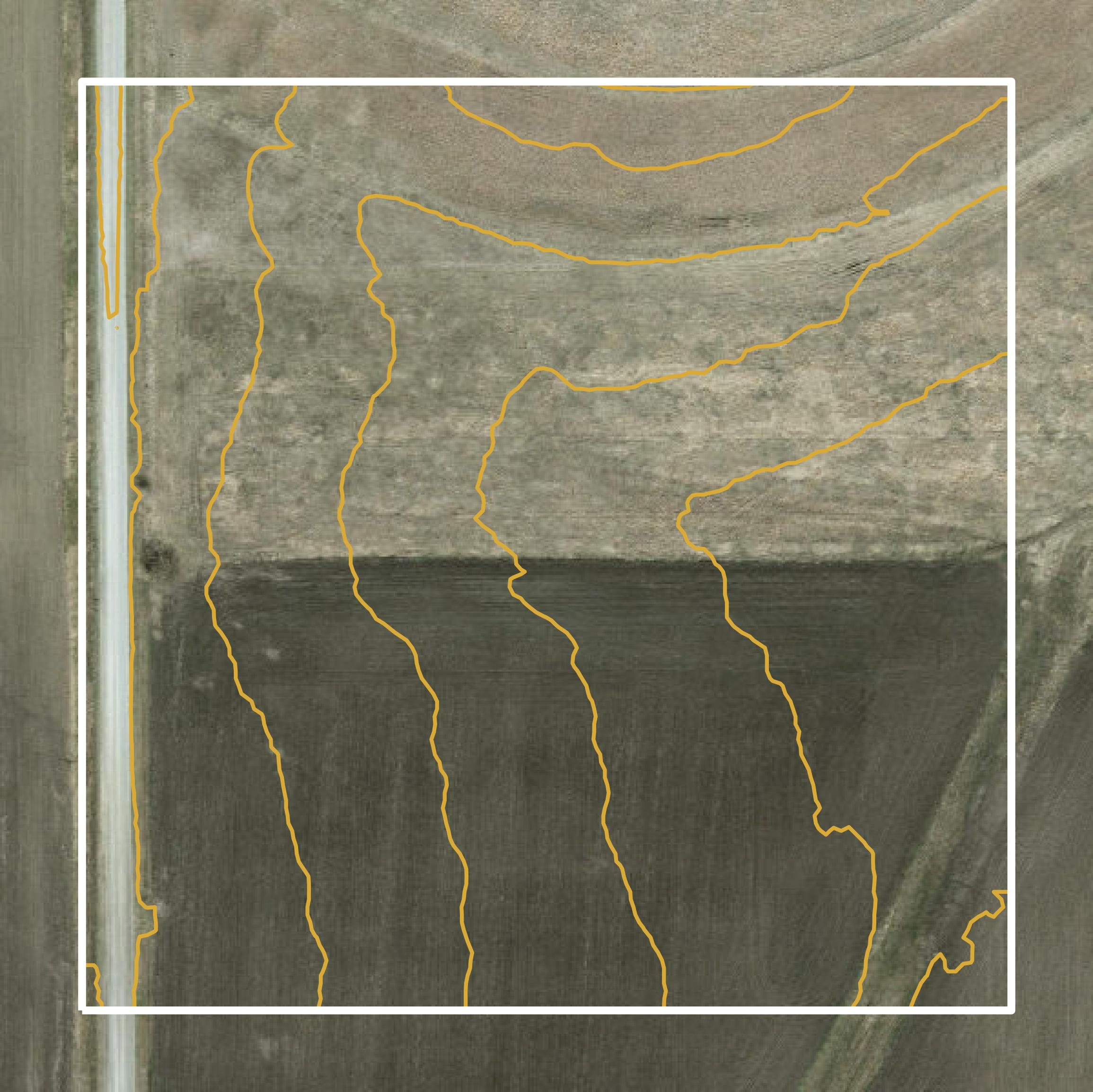 This image shows a contour map in Cerro Gordo County created using GIS data in Equator.
