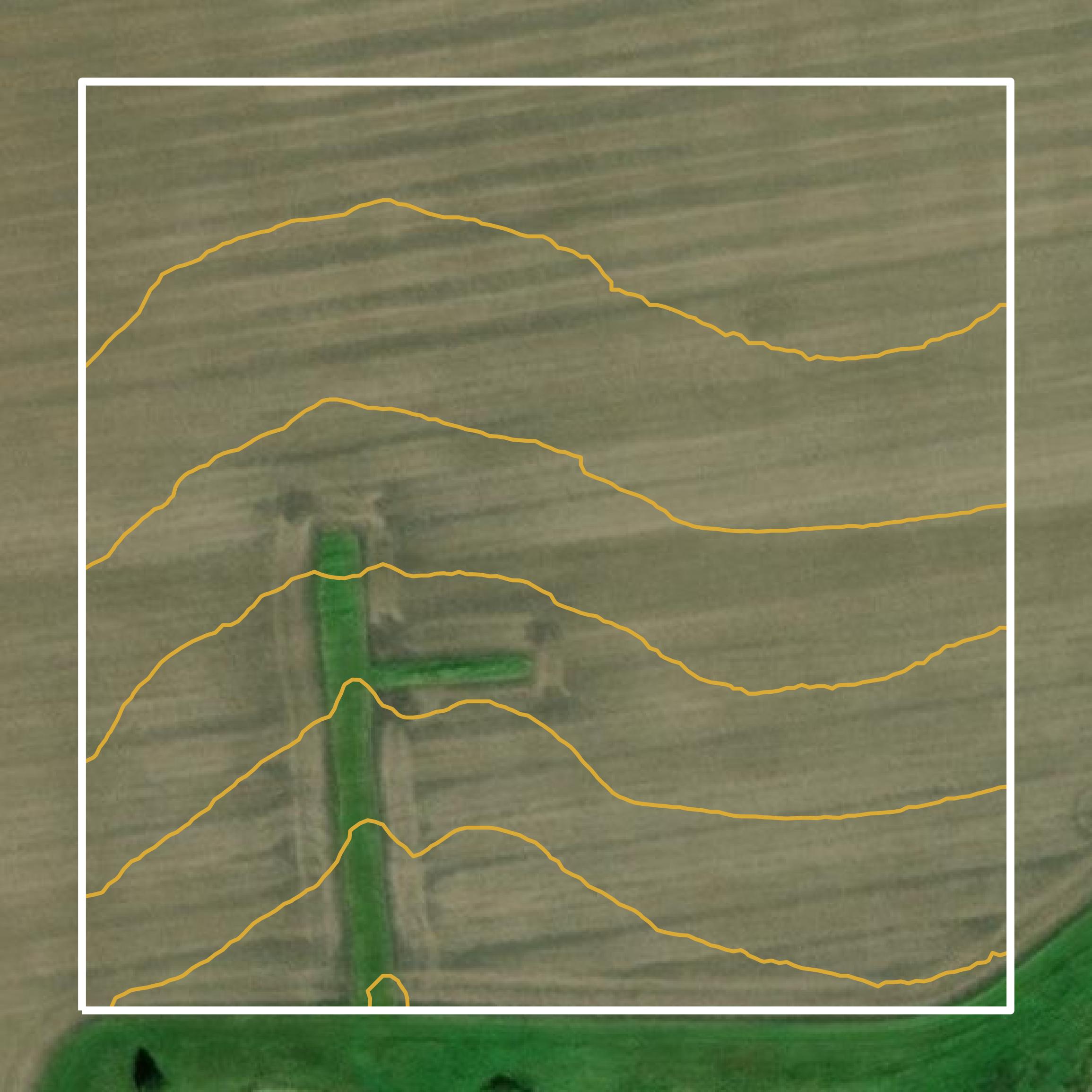 This image shows a contour map in Chickasaw County created using GIS data in Equator.