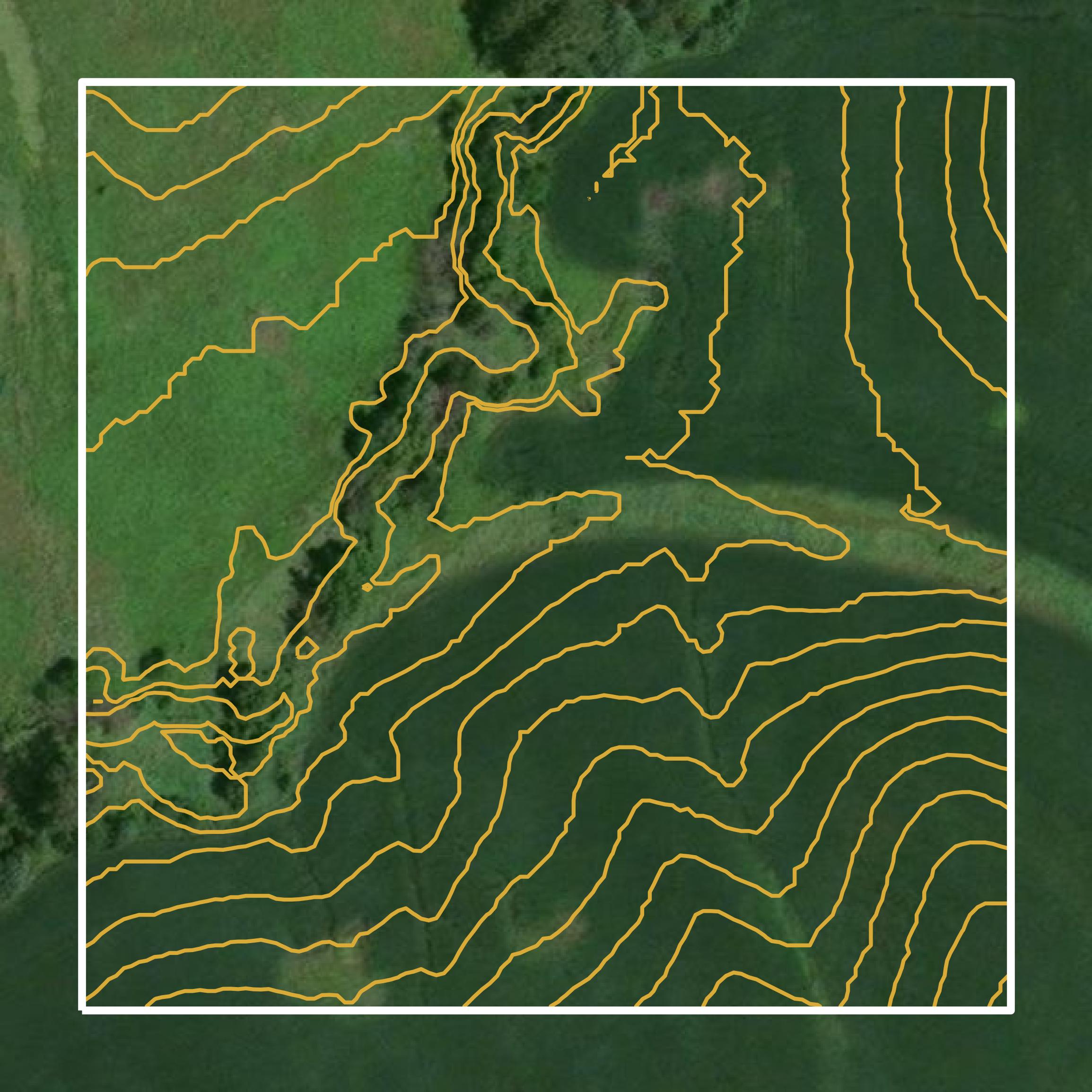 This image shows a contour map in Clarke County created using GIS data in Equator.