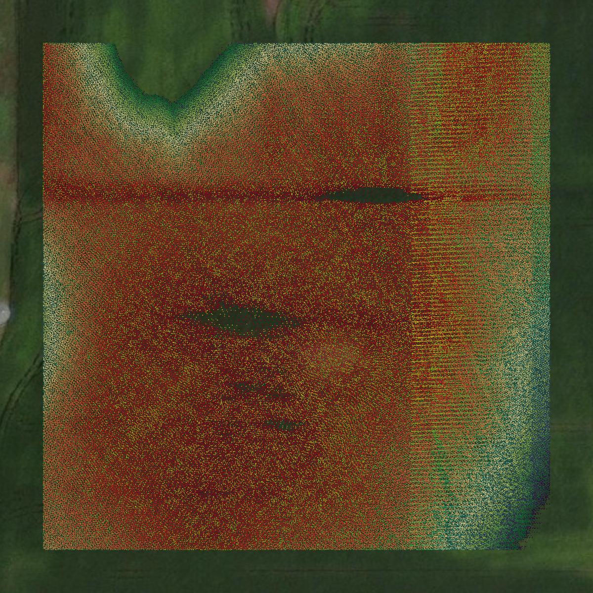 This image shows a LiDAR point cloud in Clarke County created using GIS data in Equator.