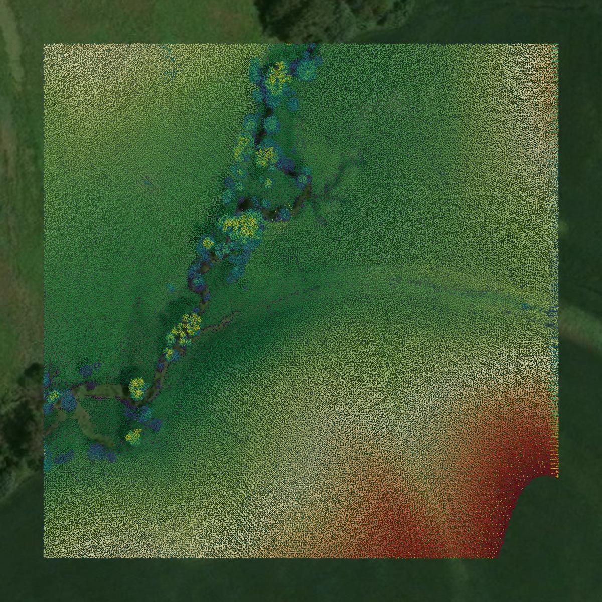 This image shows a LiDAR point cloud in Clarke County created using GIS data in Equator.
