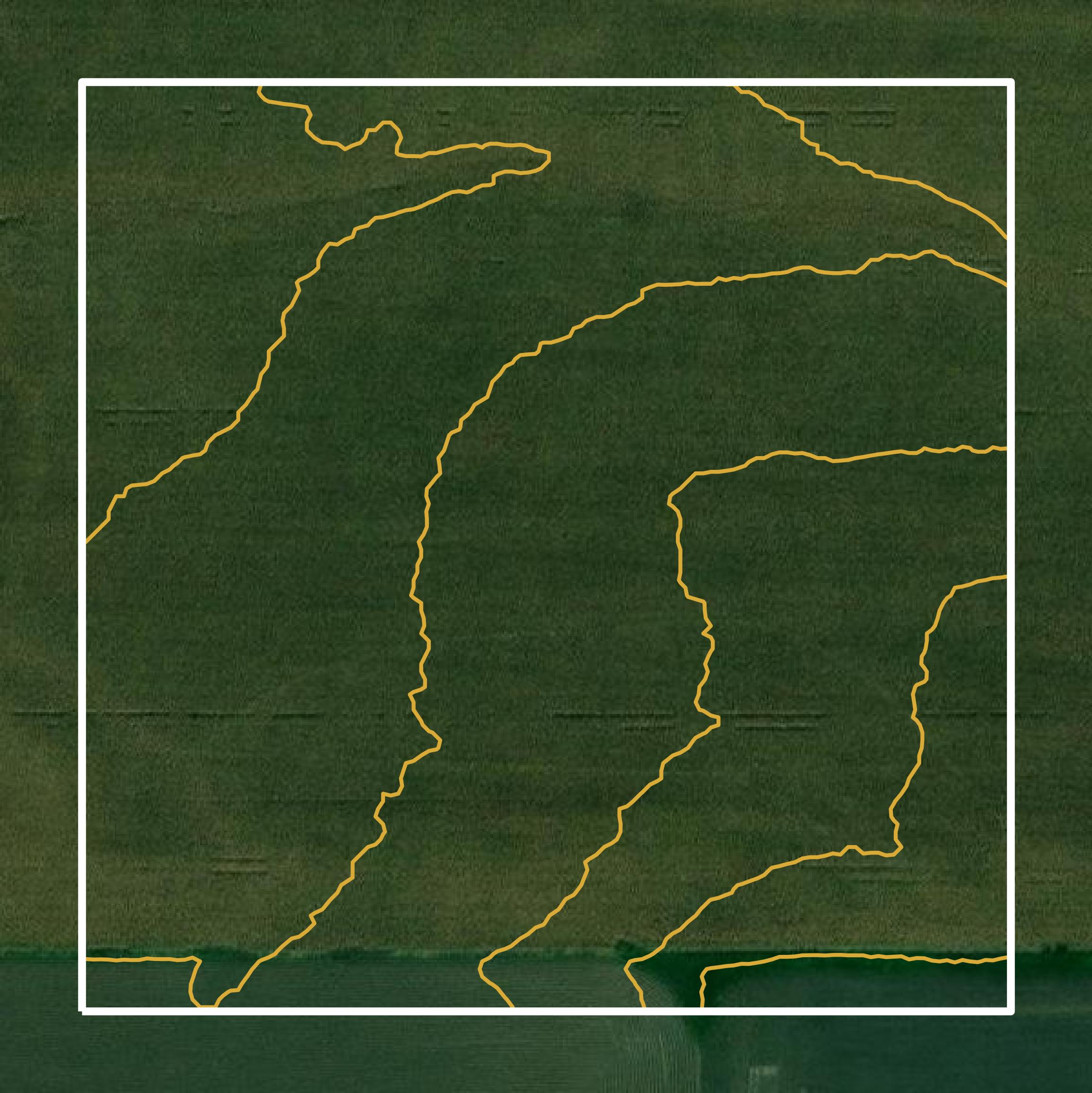 This image shows a contour map in Clinton County created using GIS data in Equator.