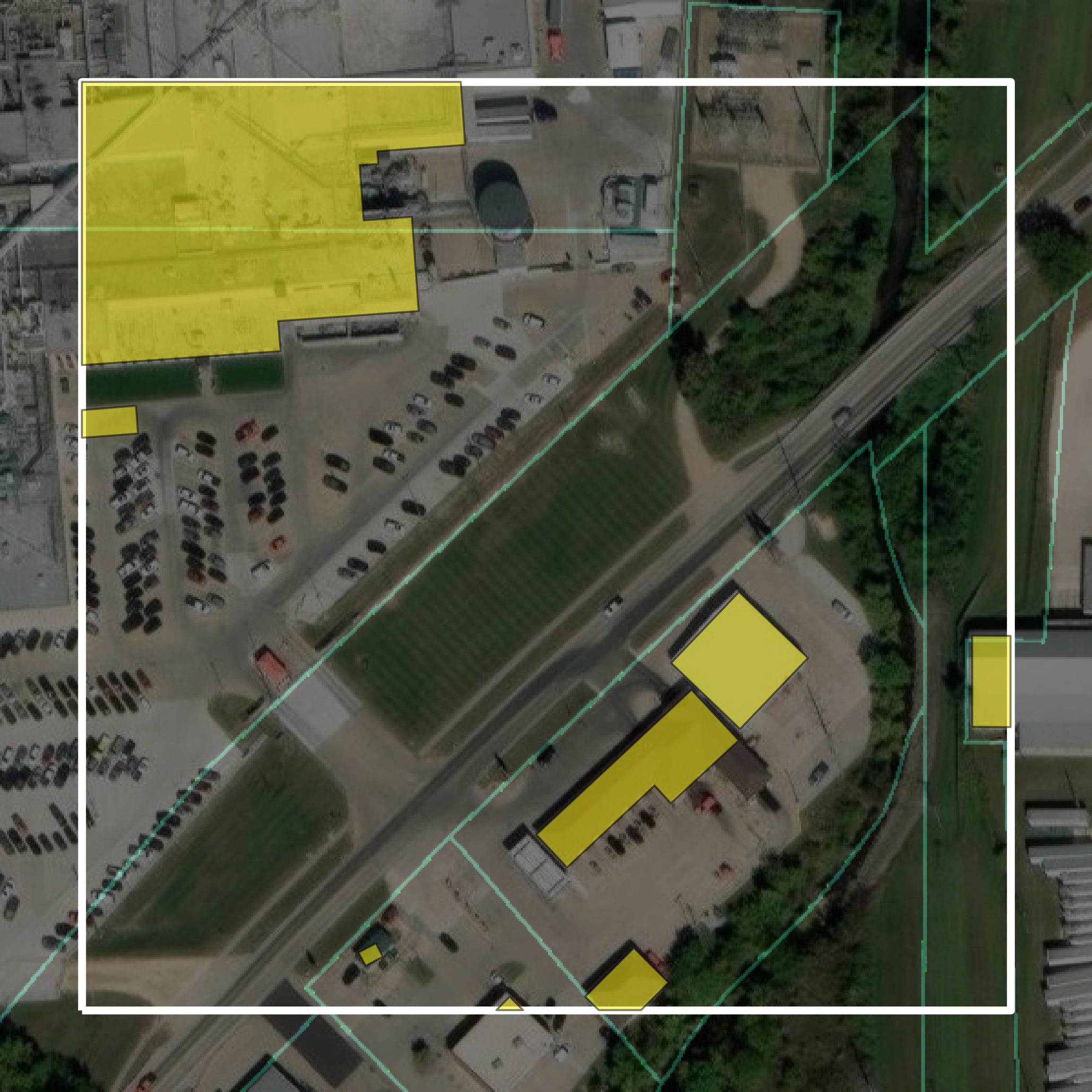 This image shows parcel and building data in Clinton County created using GIS data in Equator.