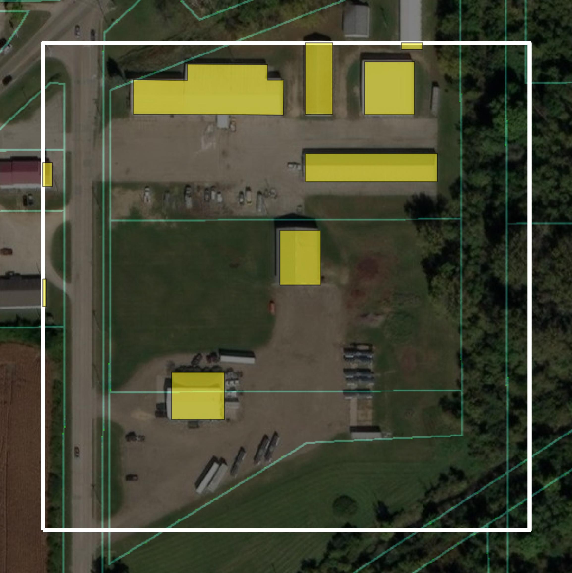 This image shows parcel and building data in Clinton County created using GIS data in Equator.