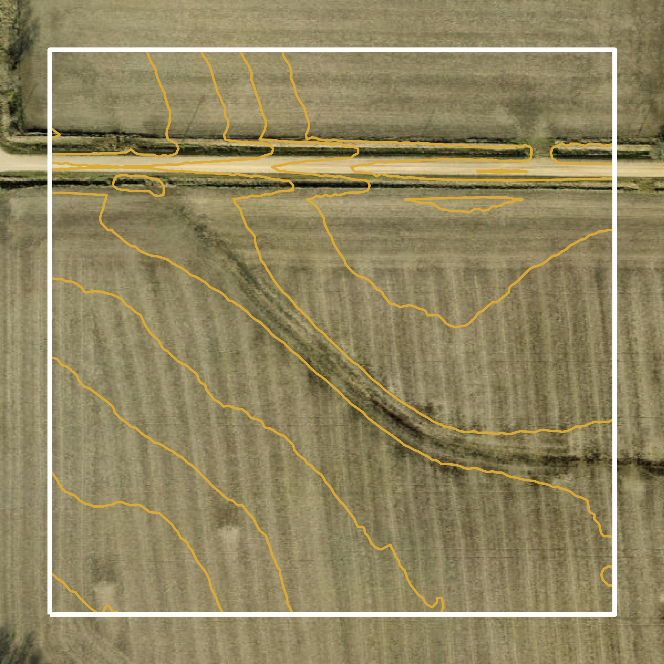 This image shows a contour map in Dallas County created using GIS data in Equator.