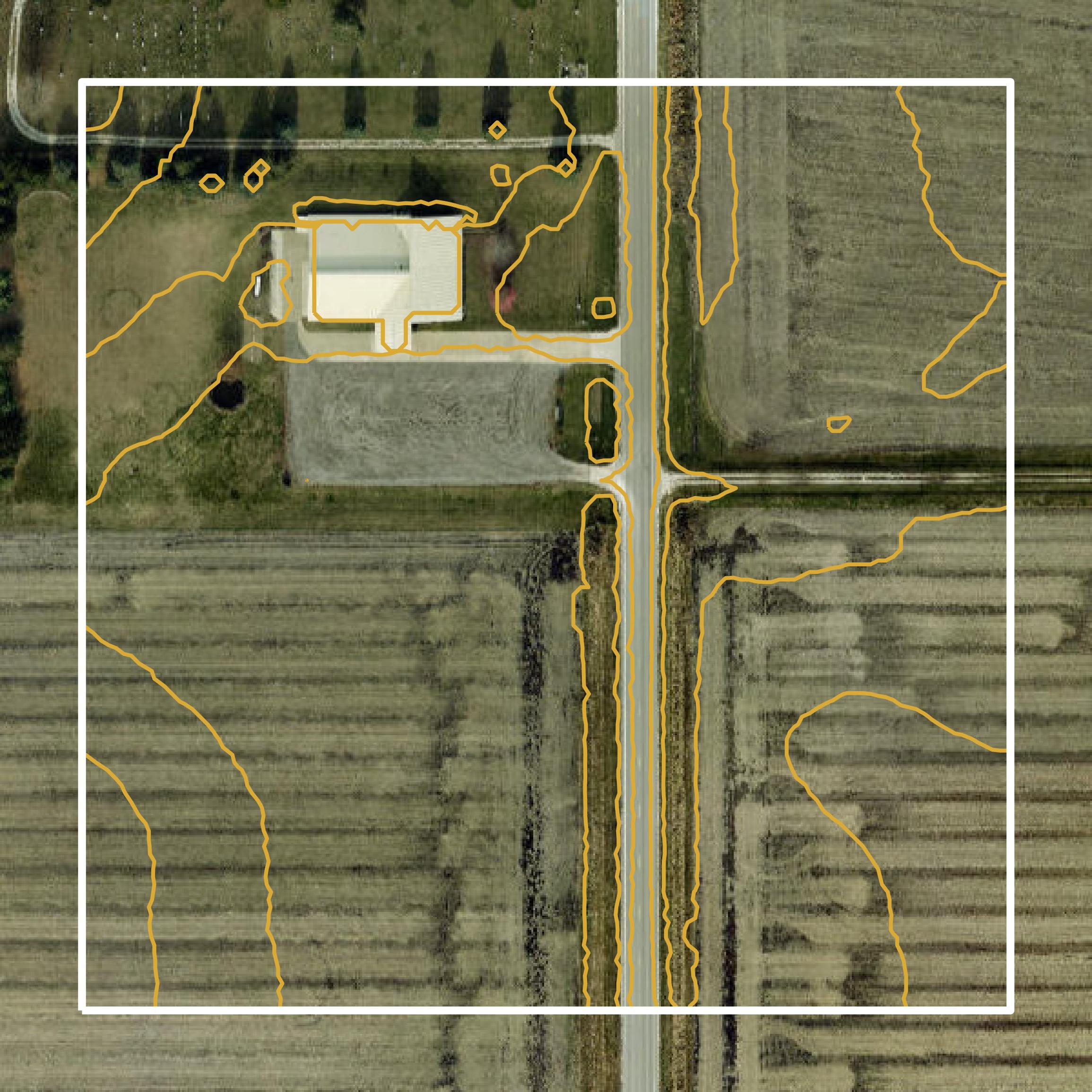 This image shows a contour map in Dallas County created using GIS data in Equator.