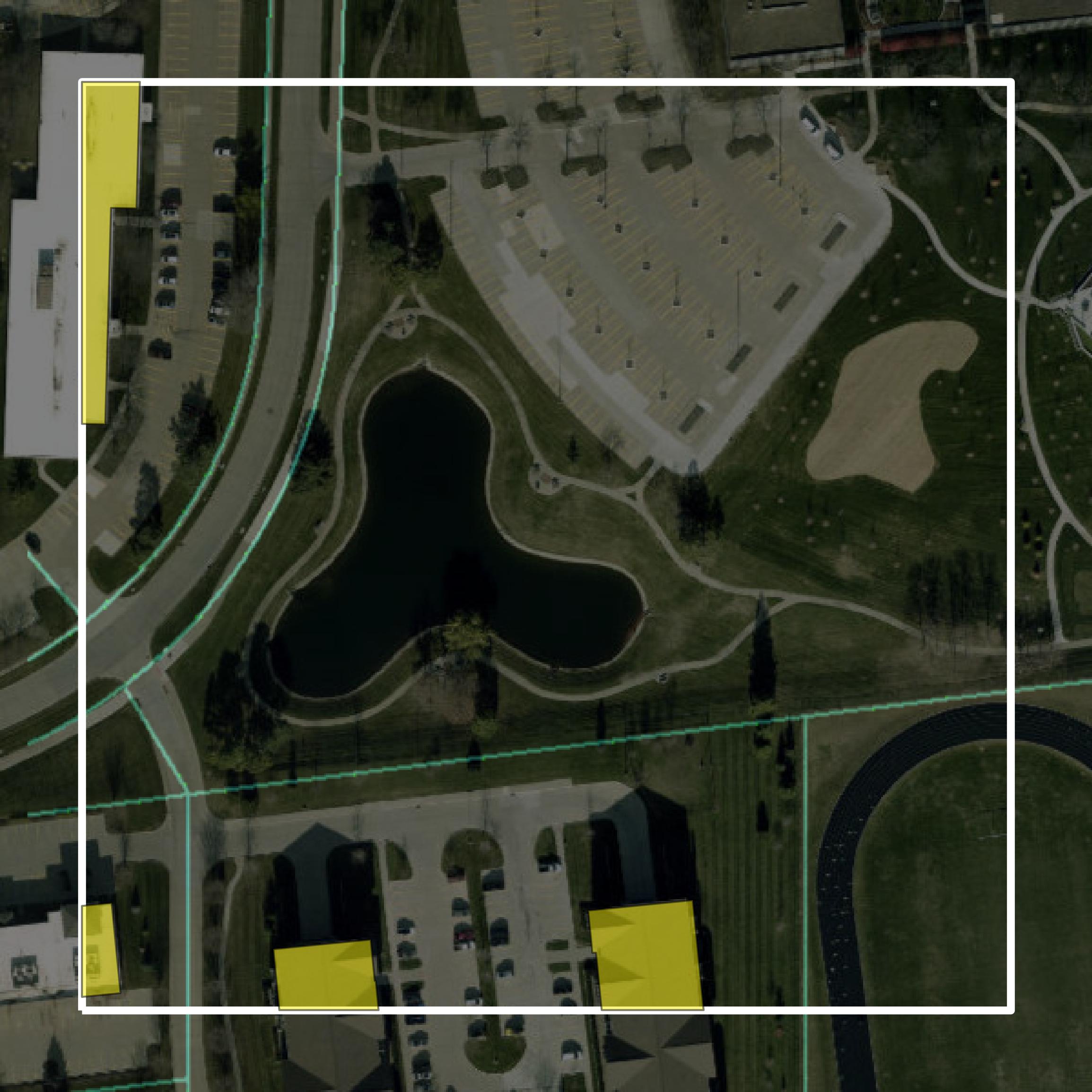 This image shows parcel and building data in Dallas County created using GIS data in Equator.