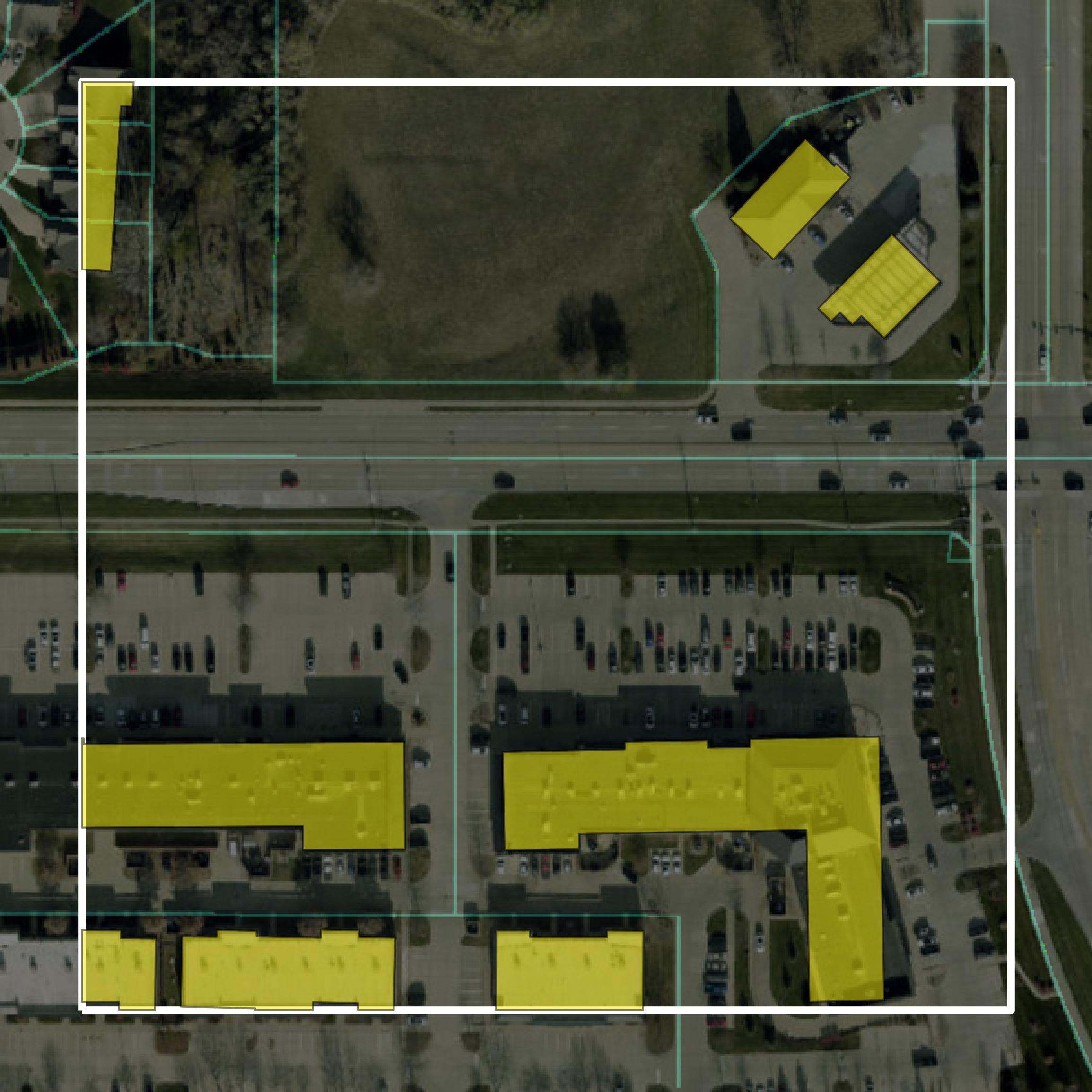 This image shows parcel and building data in Dallas County created using GIS data in Equator.