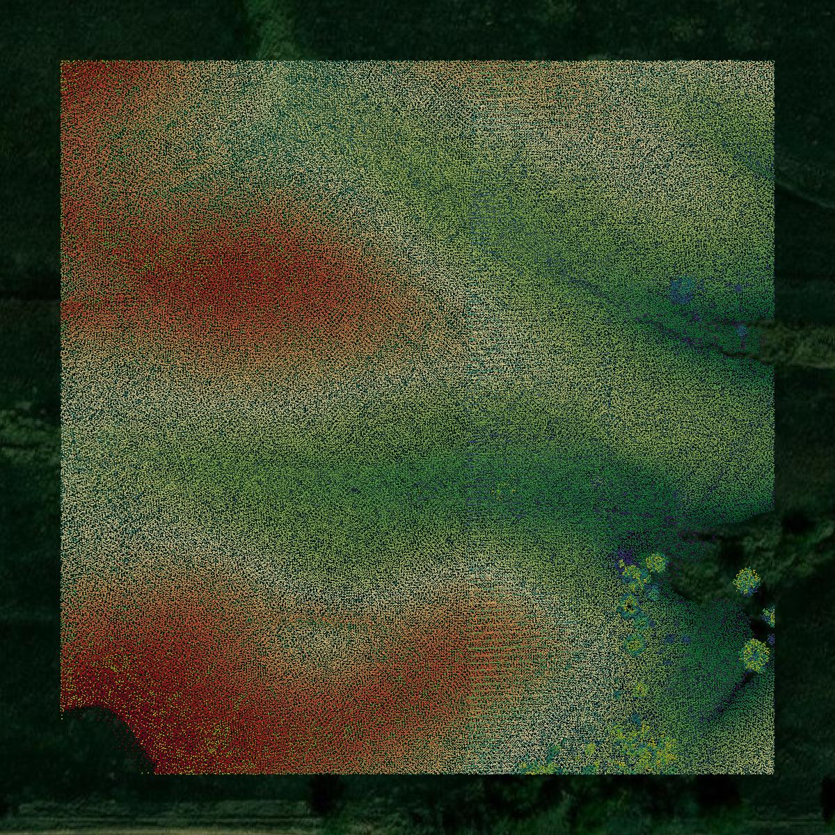 This image shows a LiDAR point cloud in Decatur County created using GIS data in Equator.