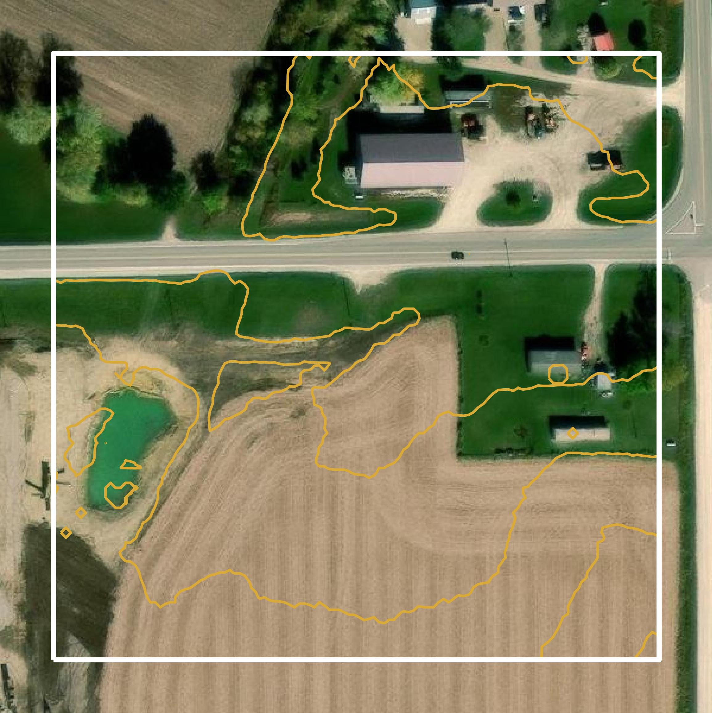 This image shows a contour map in Delaware County created using GIS data in Equator.