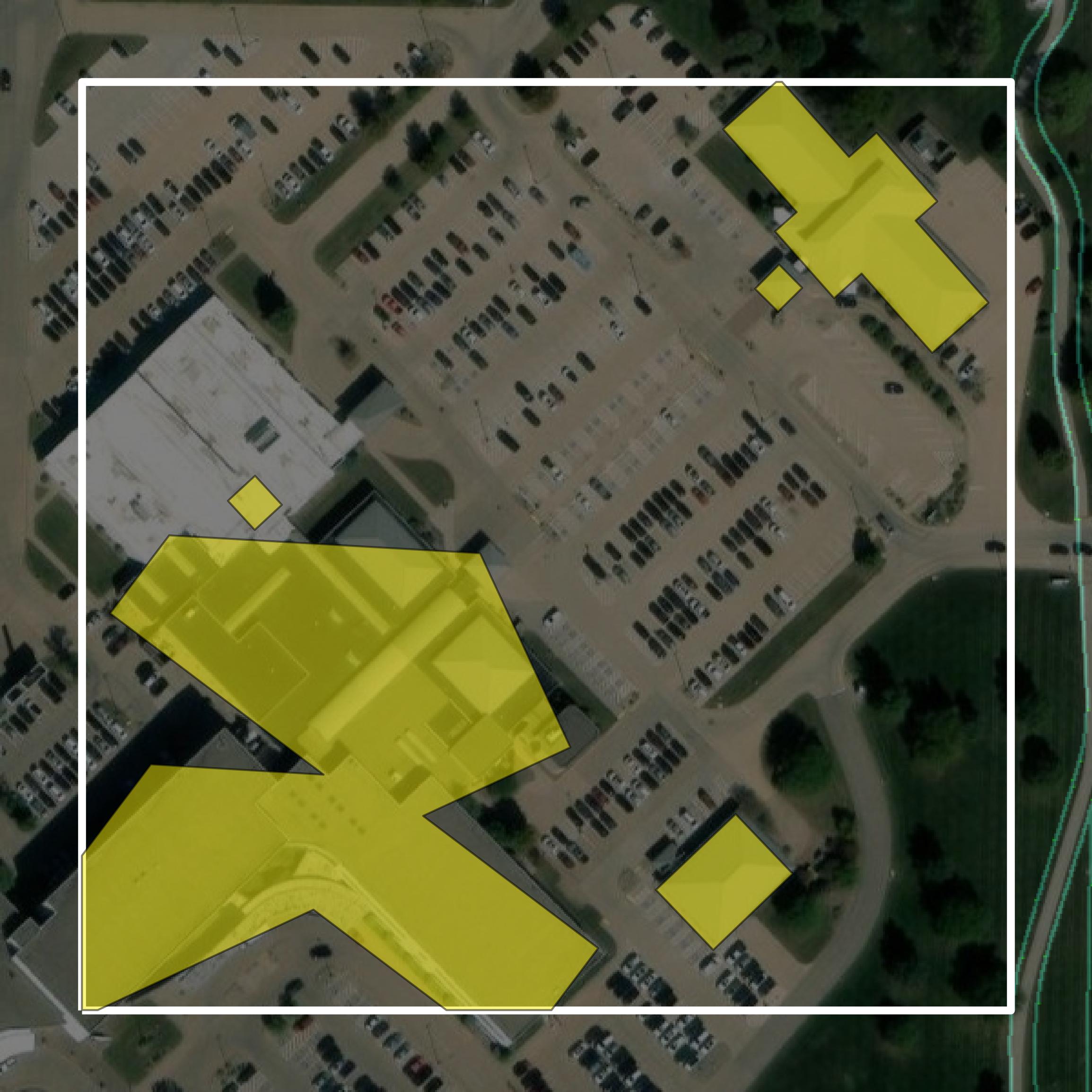 This image shows parcel and building data in Des Moines County created using GIS data in Equator.