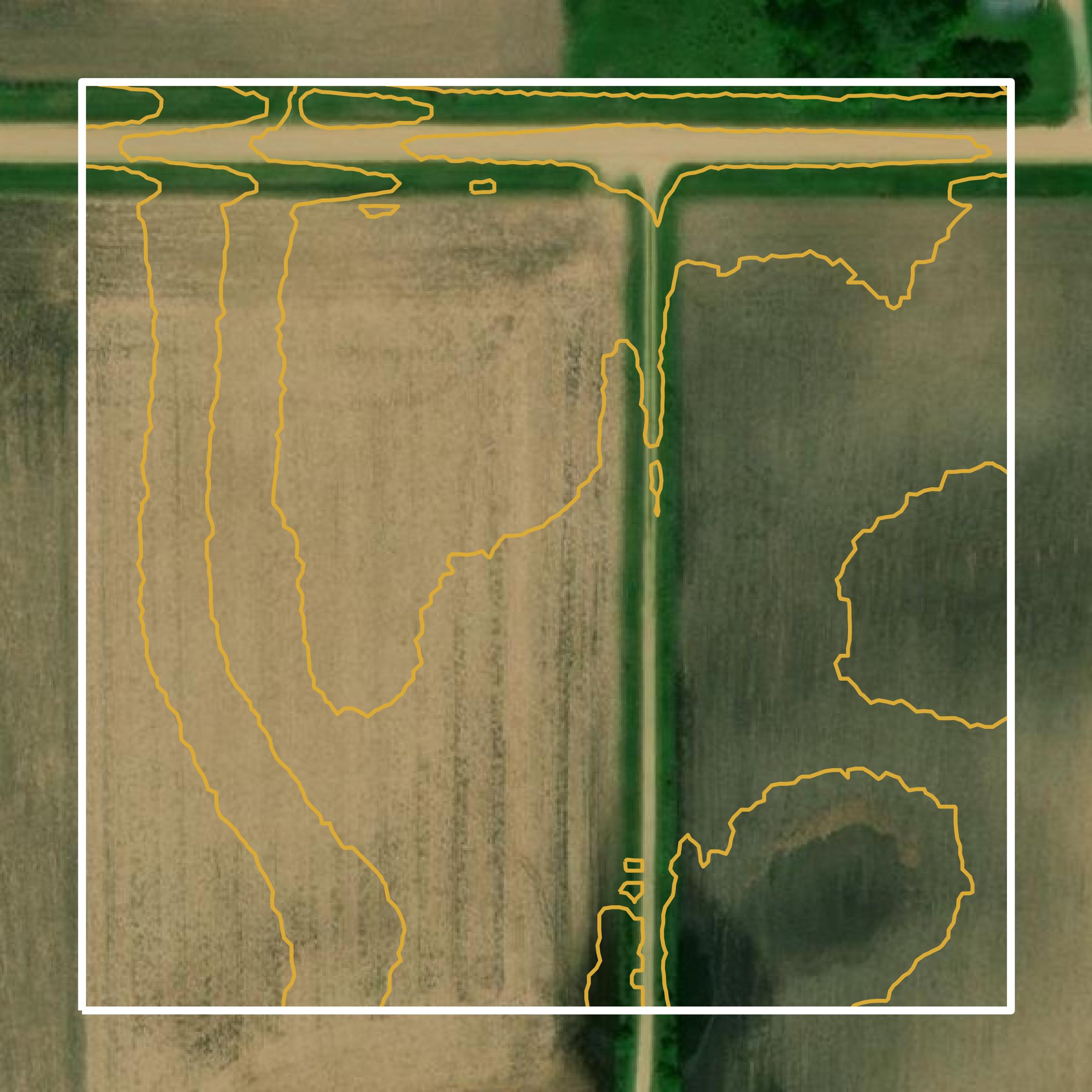 This image shows a contour map in Dickinson County created using GIS data in Equator.