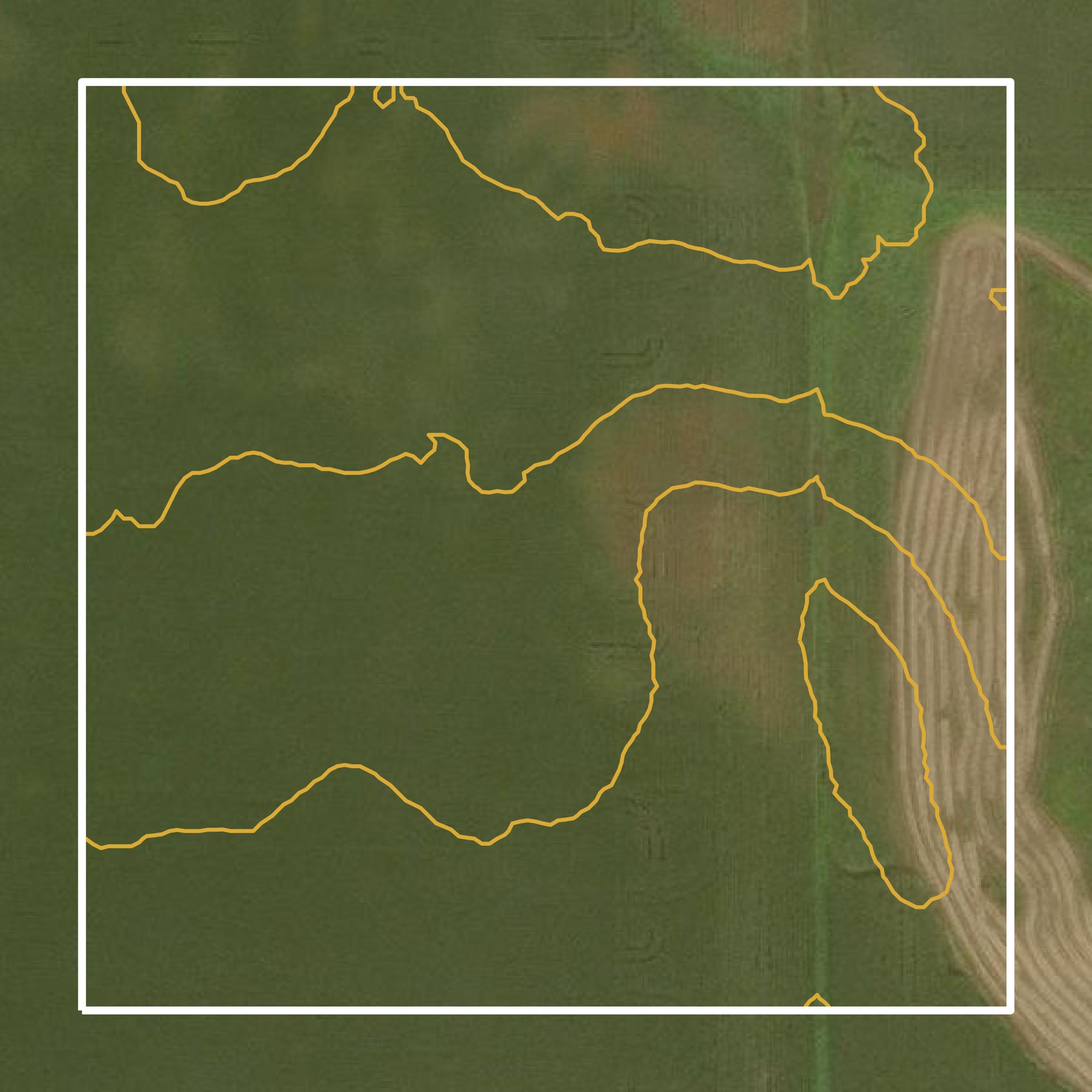 This image shows a contour map in Fayette County created using GIS data in Equator.