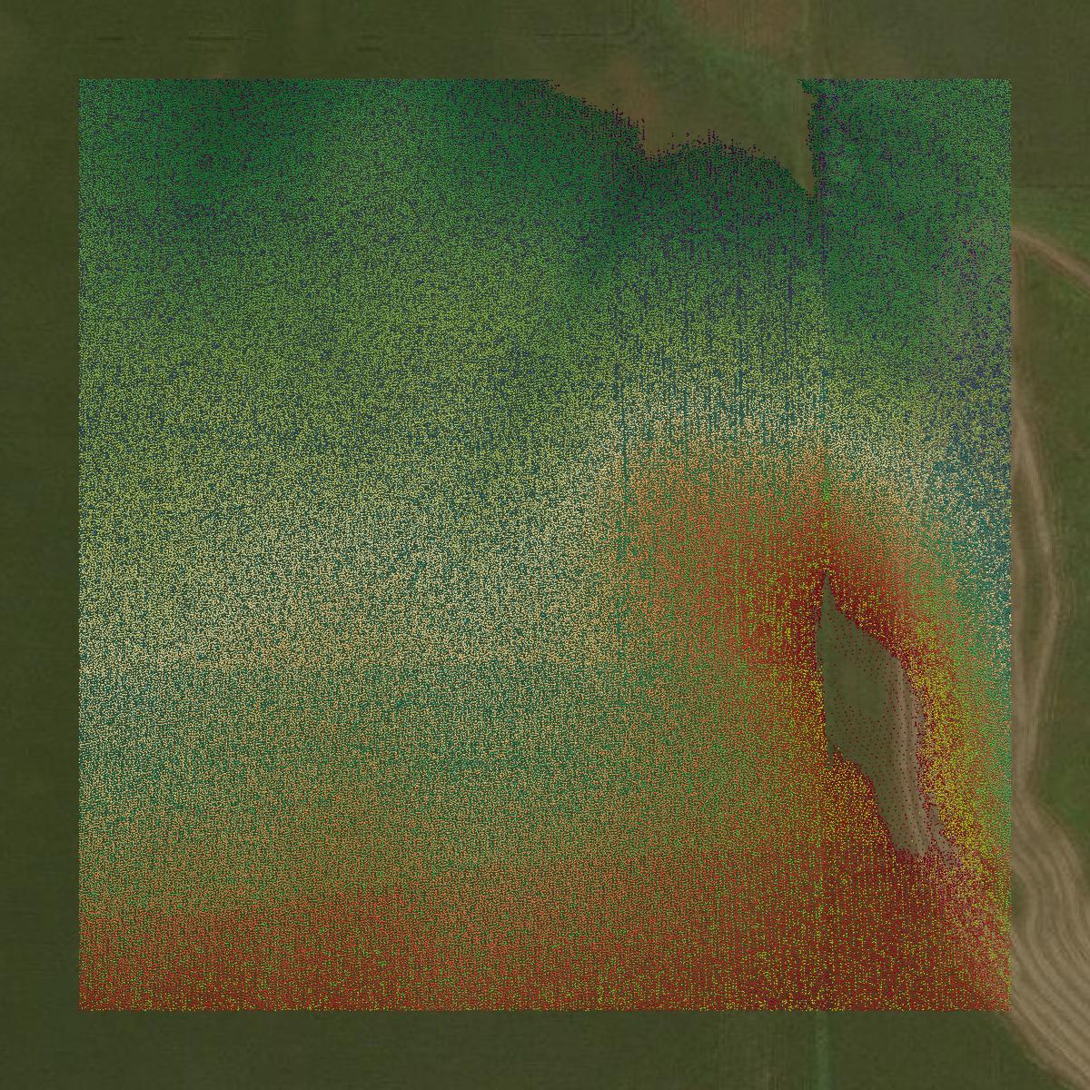 This image shows a LiDAR point cloud in Fayette County created using GIS data in Equator.