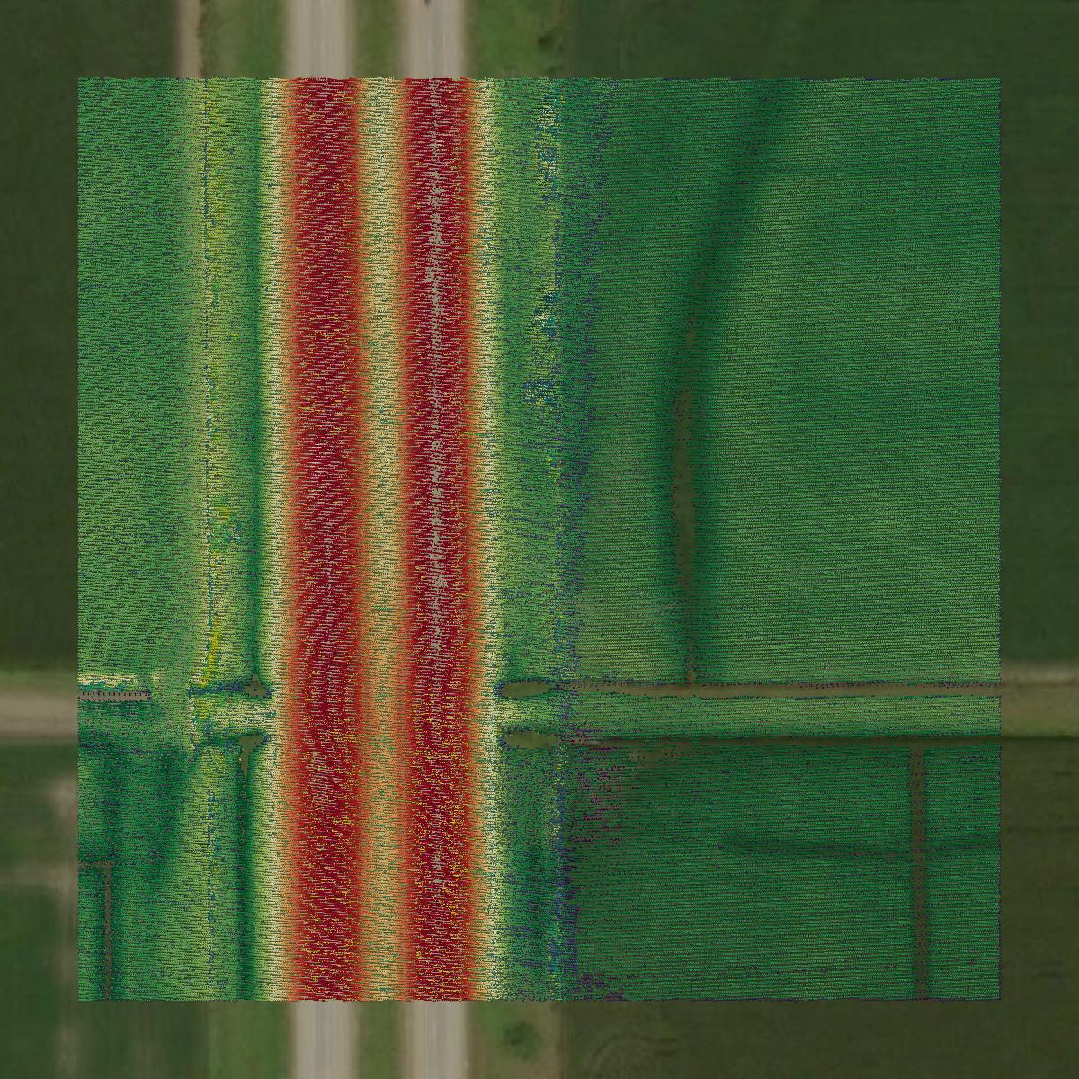 This image shows a LiDAR point cloud in Fremont County created using GIS data in Equator.