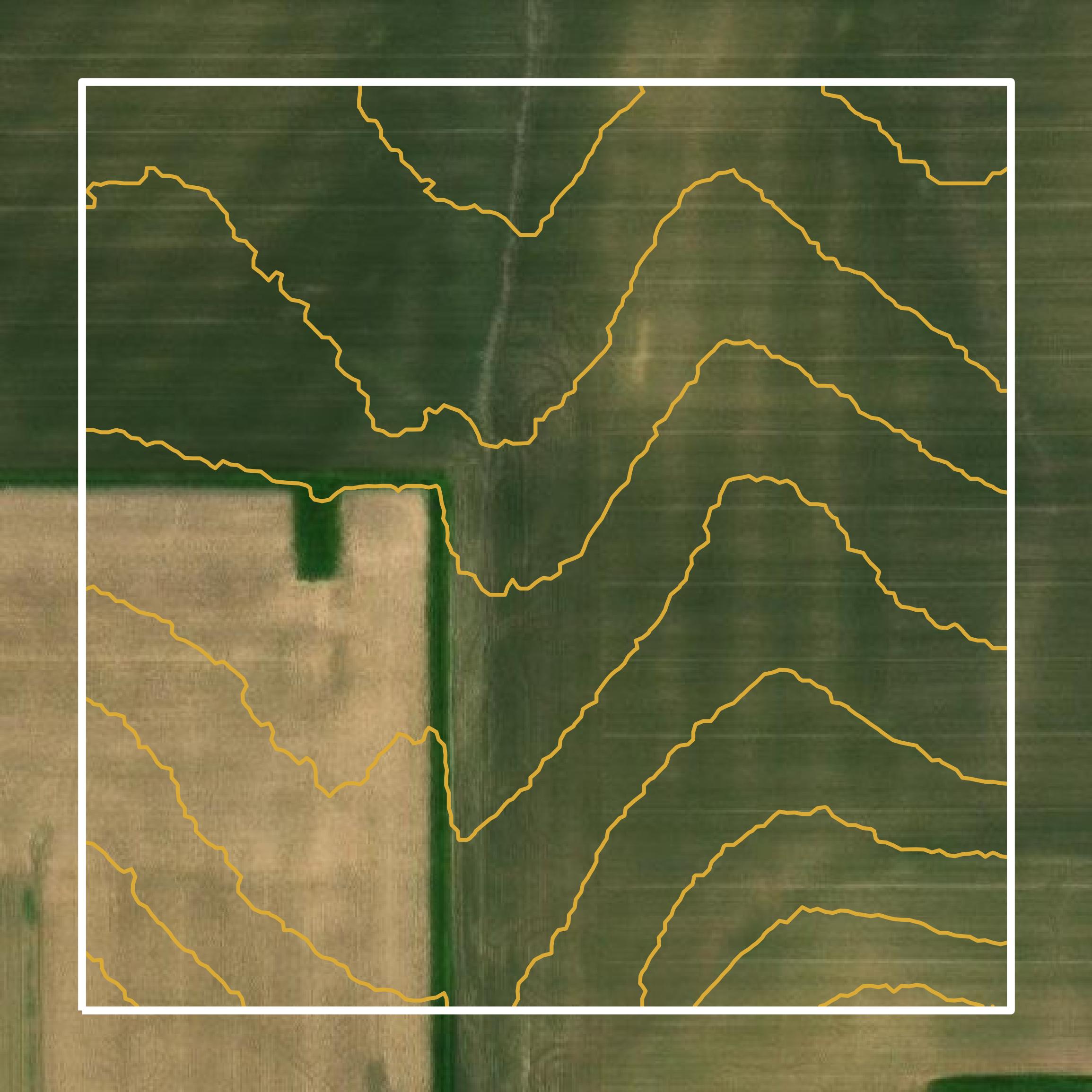 This image shows a contour map in Grundy County created using GIS data in Equator.