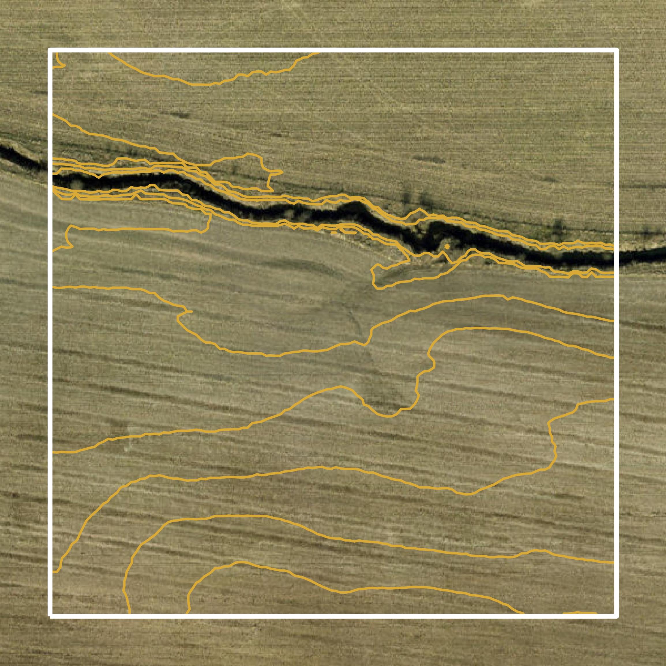 This image shows a contour map in Guthrie County created using GIS data in Equator.