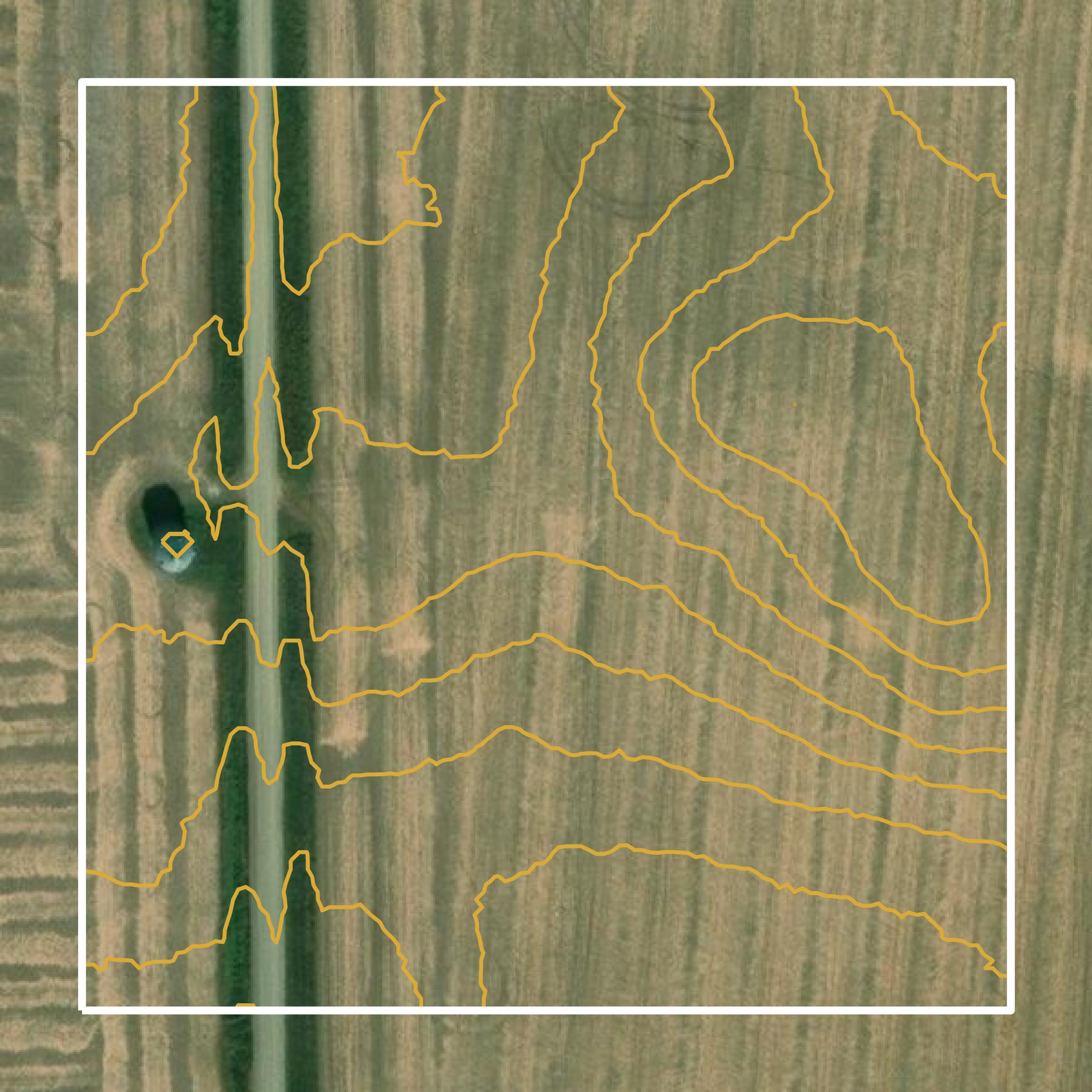 This image shows a contour map in Guthrie County created using GIS data in Equator.