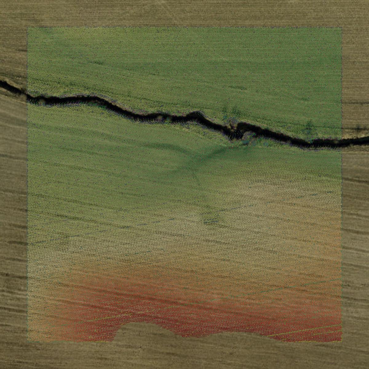 This image shows a LiDAR point cloud in Guthrie County created using GIS data in Equator.