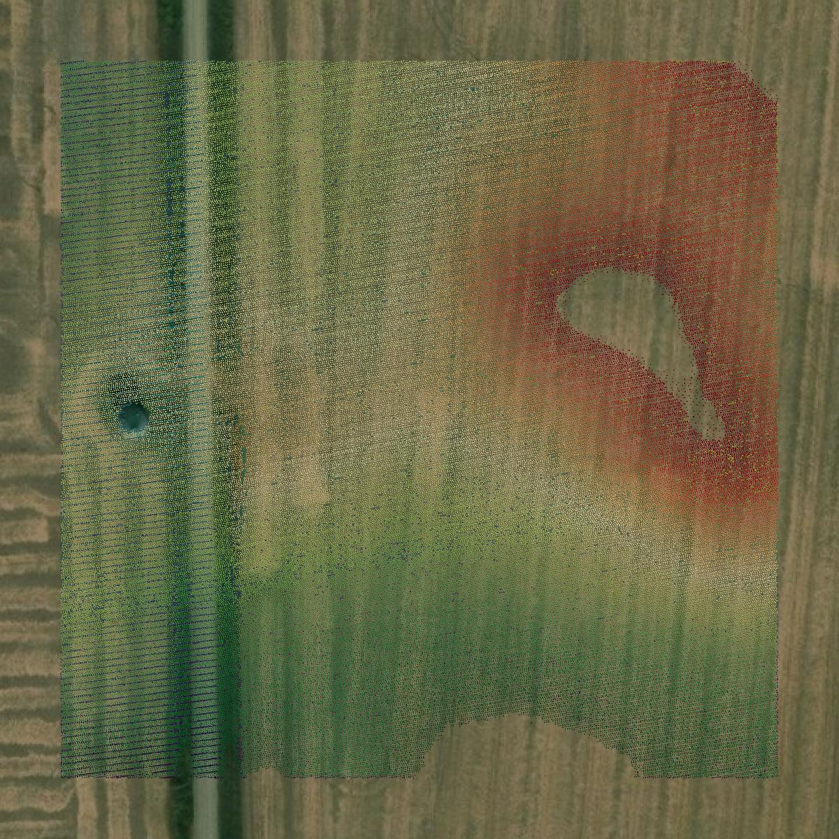 This image shows a LiDAR point cloud in Guthrie County created using GIS data in Equator.